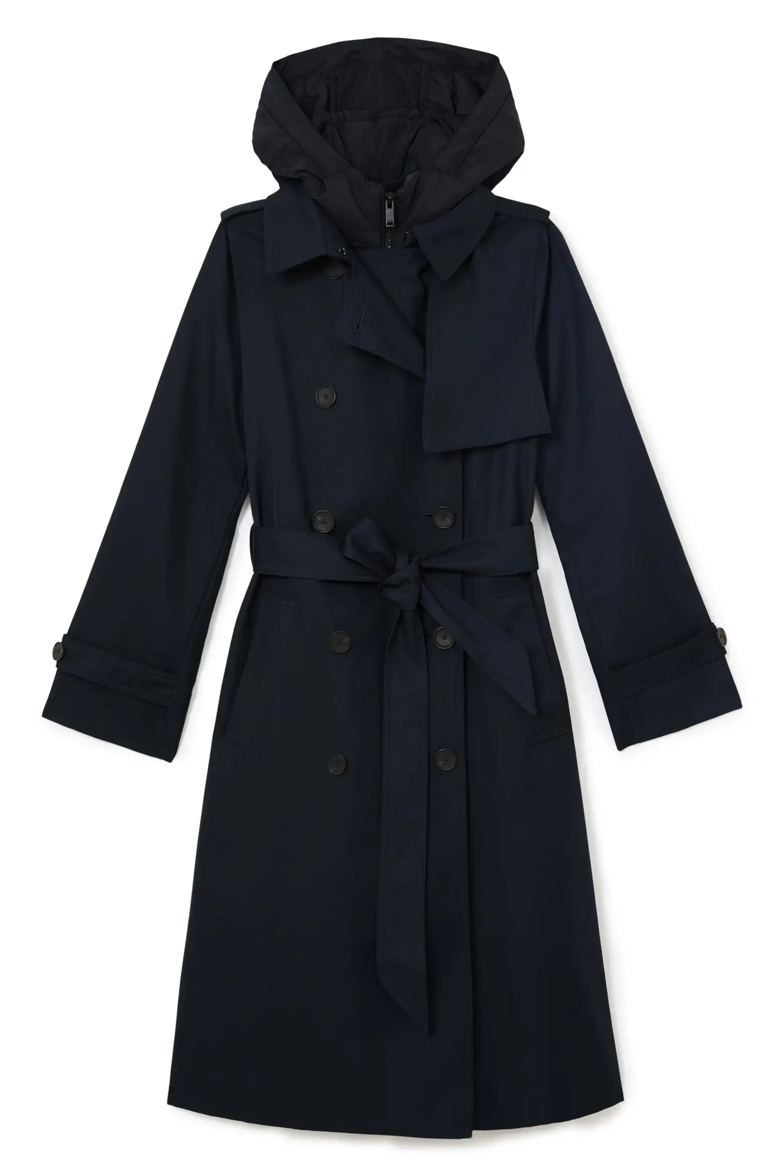Reiss, Azura Trench Coat With Removable Quilted Hood