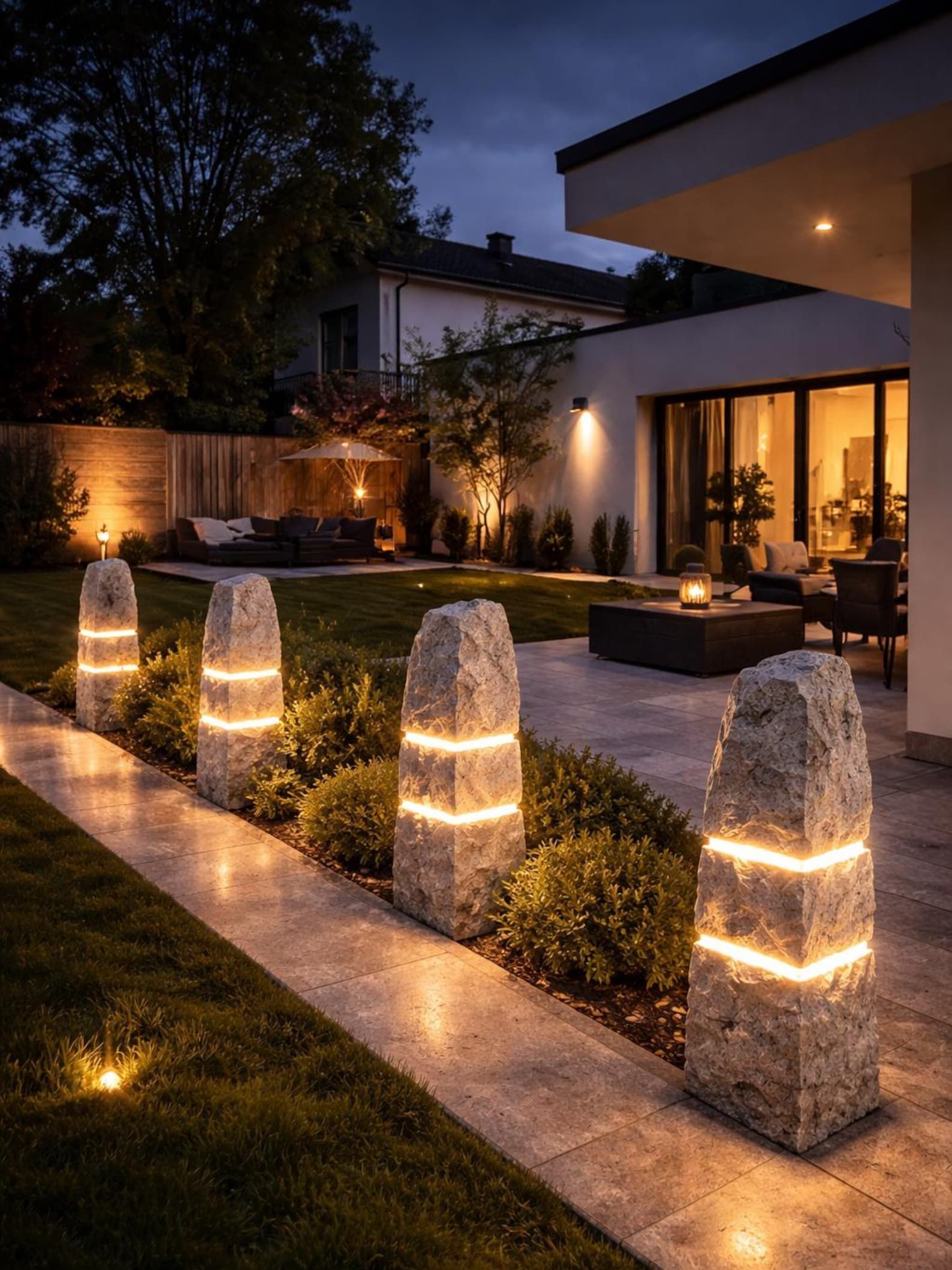 marble light pillars