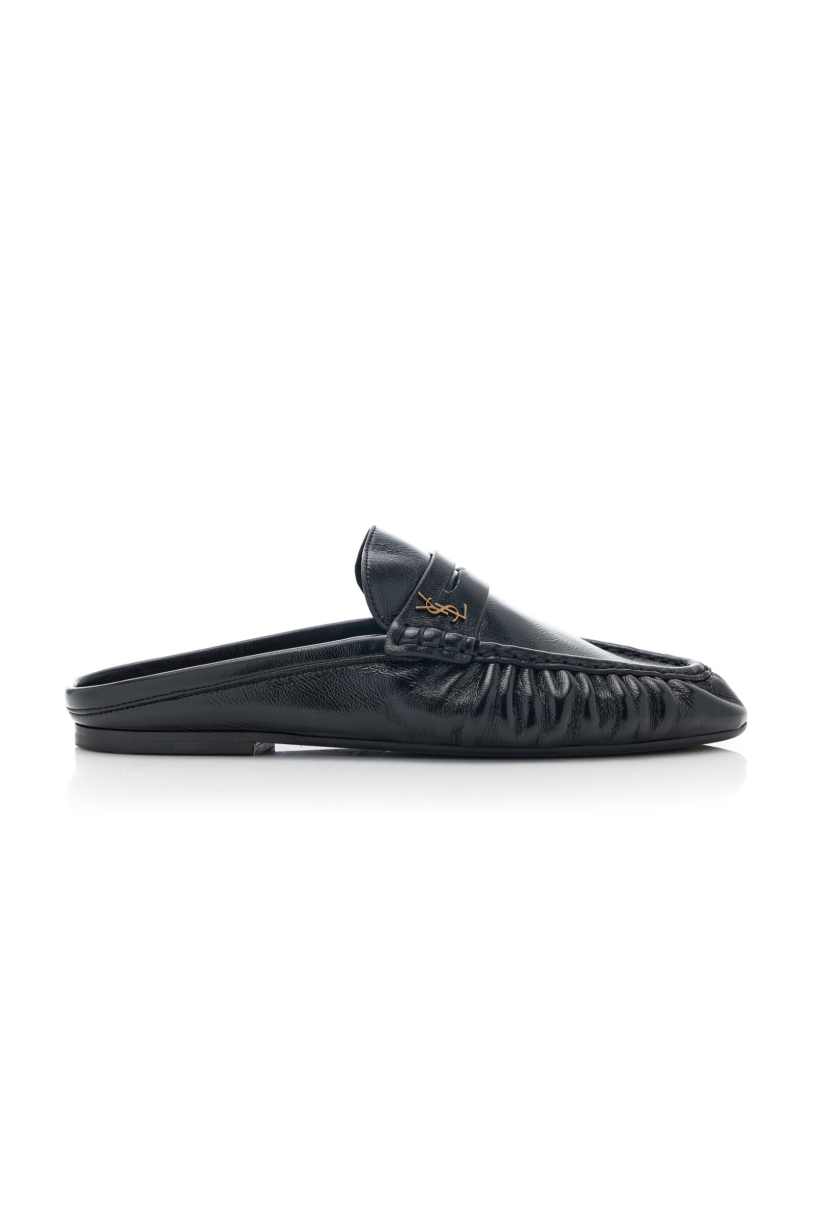 Saint Laurent, Le Loafer Mules in Shiny Creased Leather