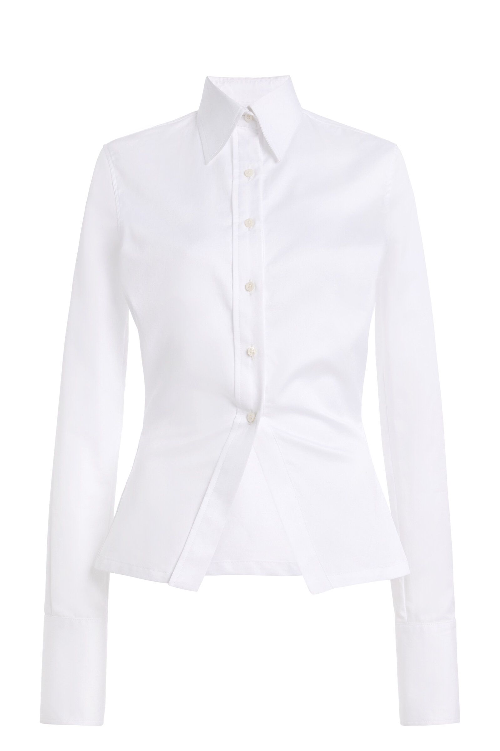 The Ceci Split-Hem Satin-Cotton Button-Down Shirt