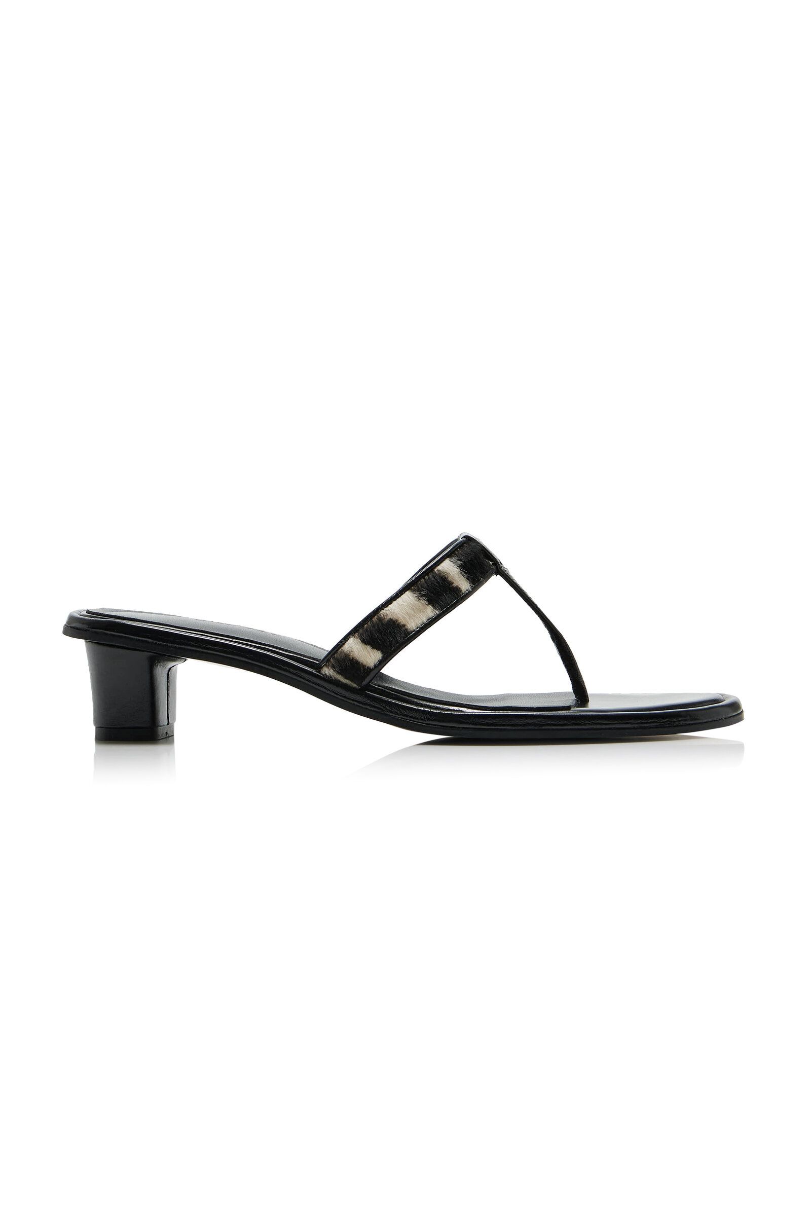 Zebra-Print Calf Hair Sandals