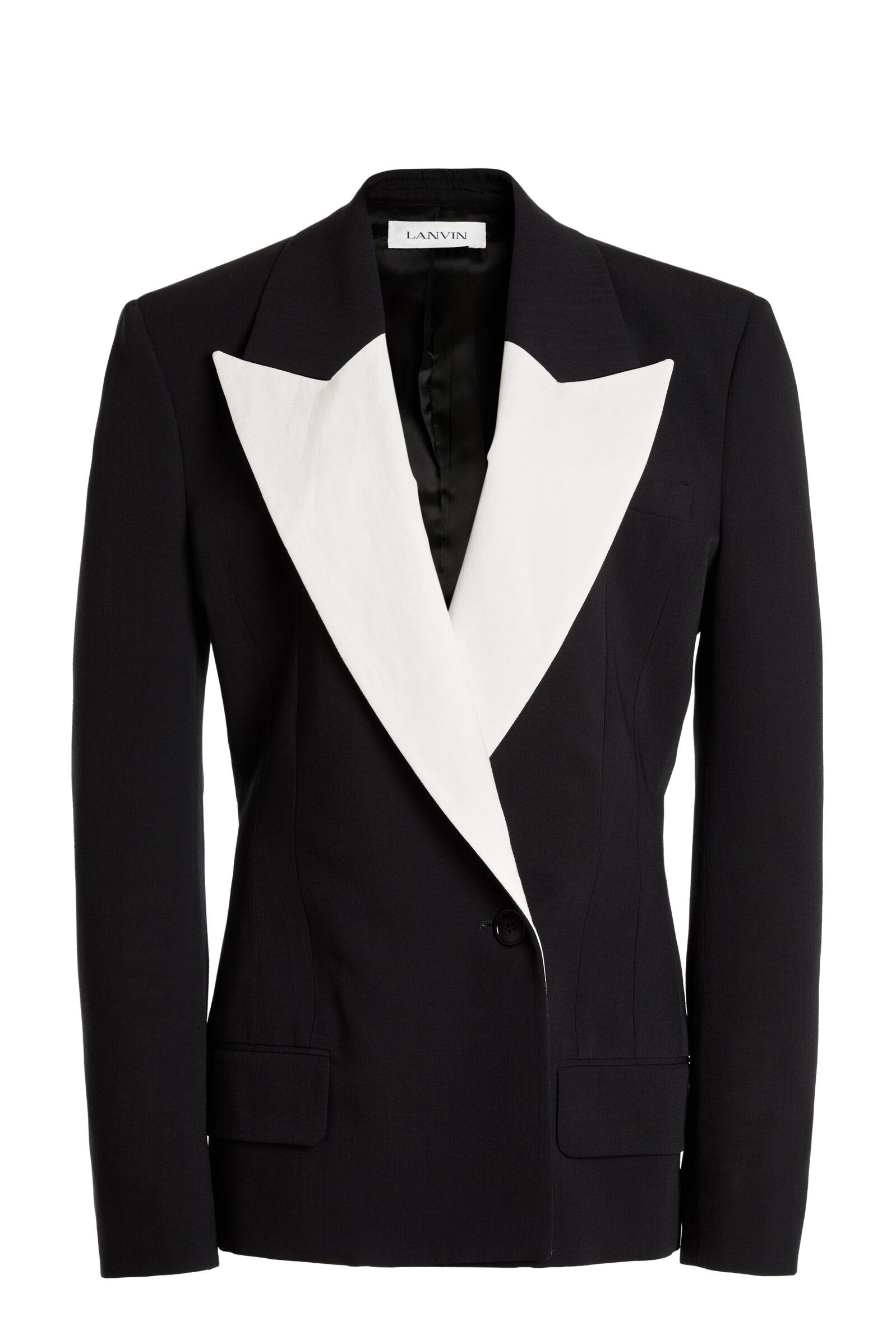 Cross-Buttoned Structured Wool-Linen Jacket