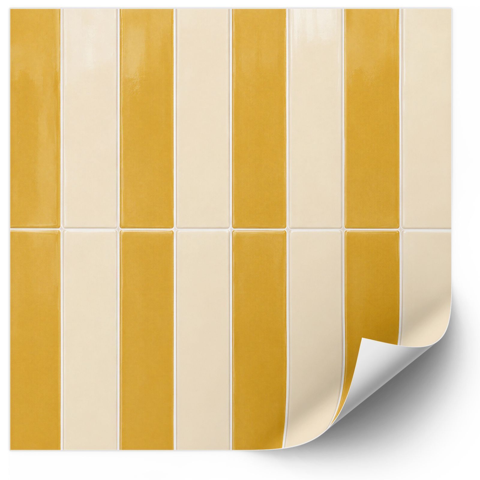 Tile Stickers &amp;ndash; Yellow and Beige Stripe / 24 Pcs