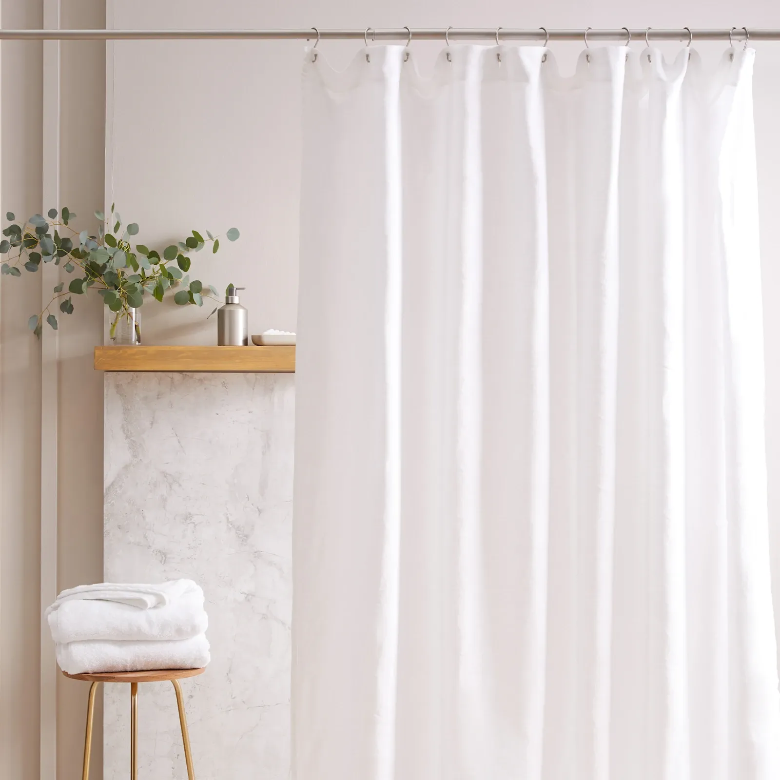 European Linen Shower Curtain in White