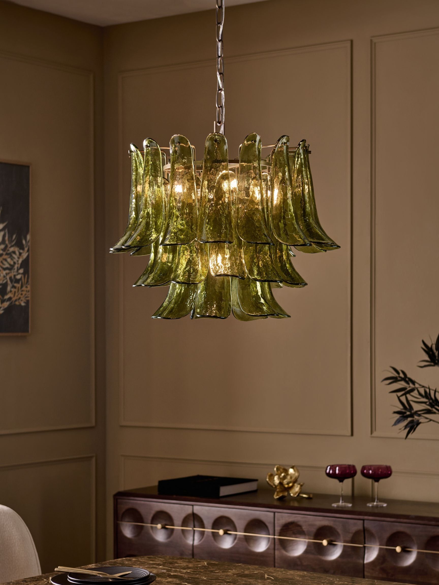 Green Messina Chandelier Ceiling Light - Size One