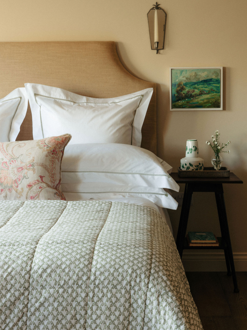Clara Pleated Quilted Cotton Bedspread, Sage - Single