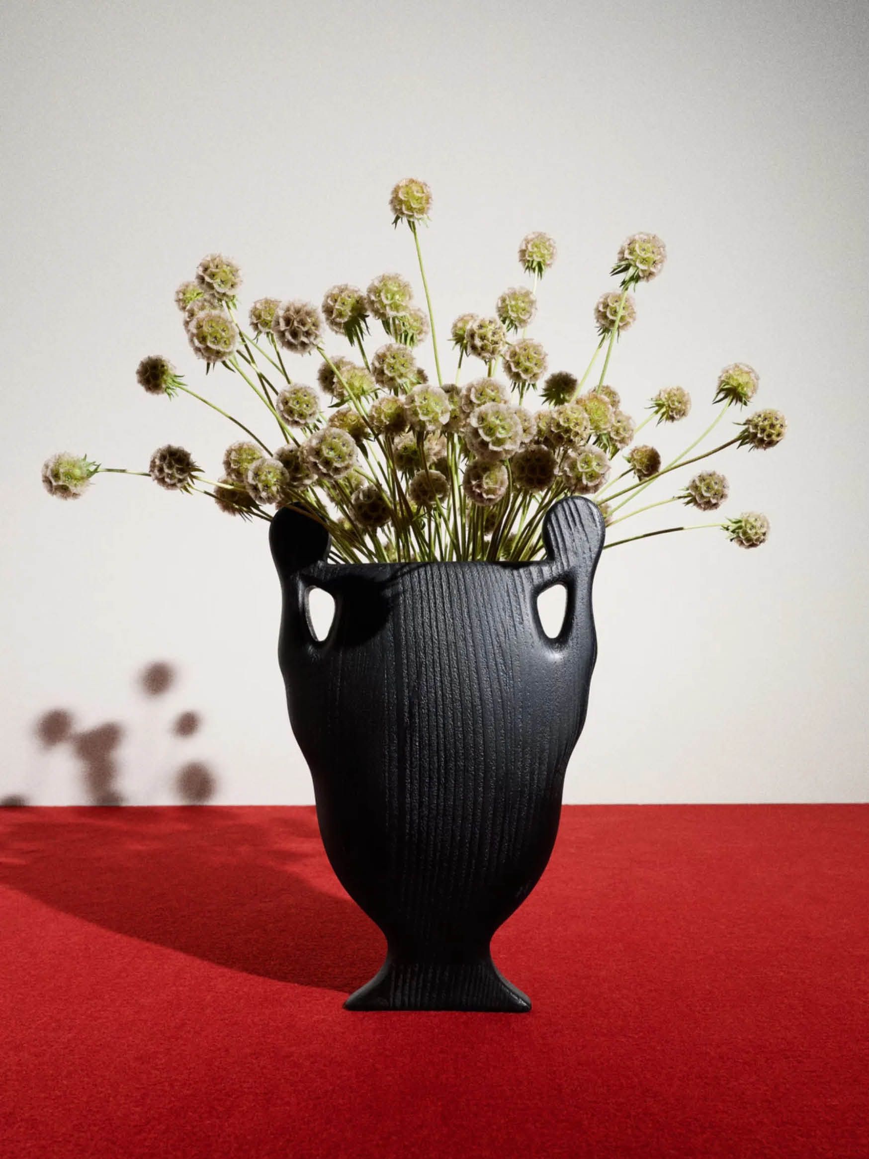Sculptural black vase