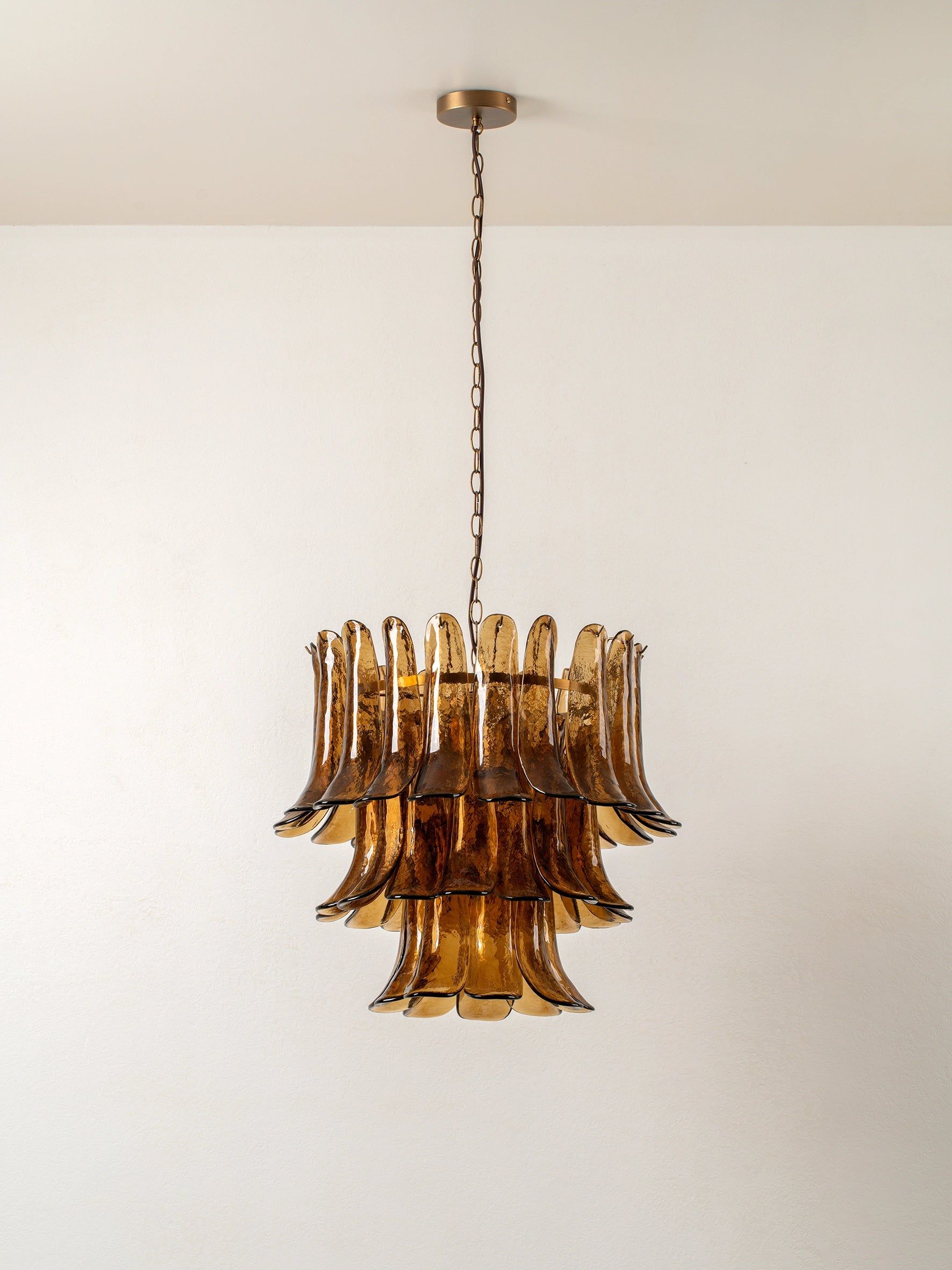 Lonso - 4 Light Aged Brass and Smoked Brown Glass Chandelier
