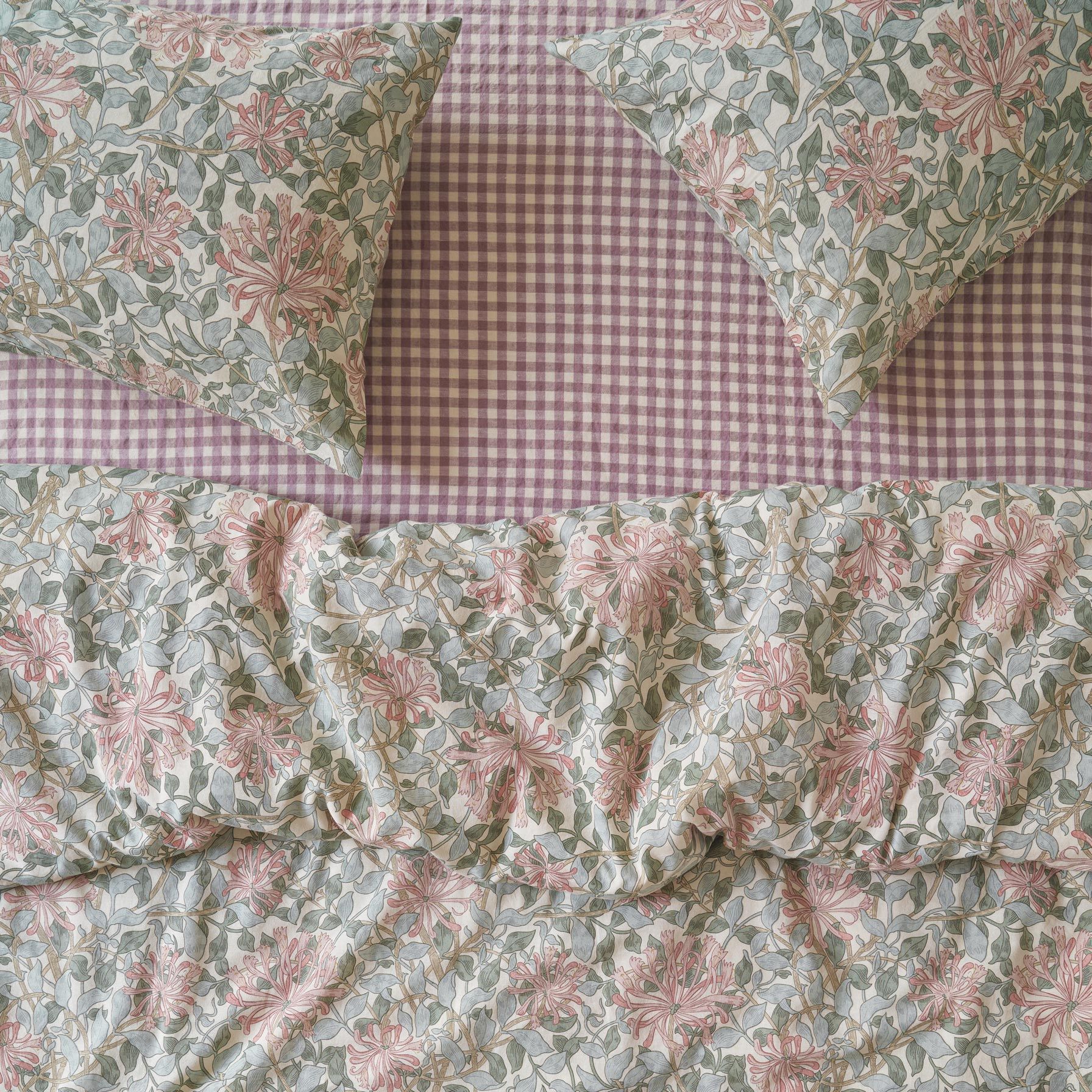 Soft Sage Honeysuckle Linen Blend Duvet Cover