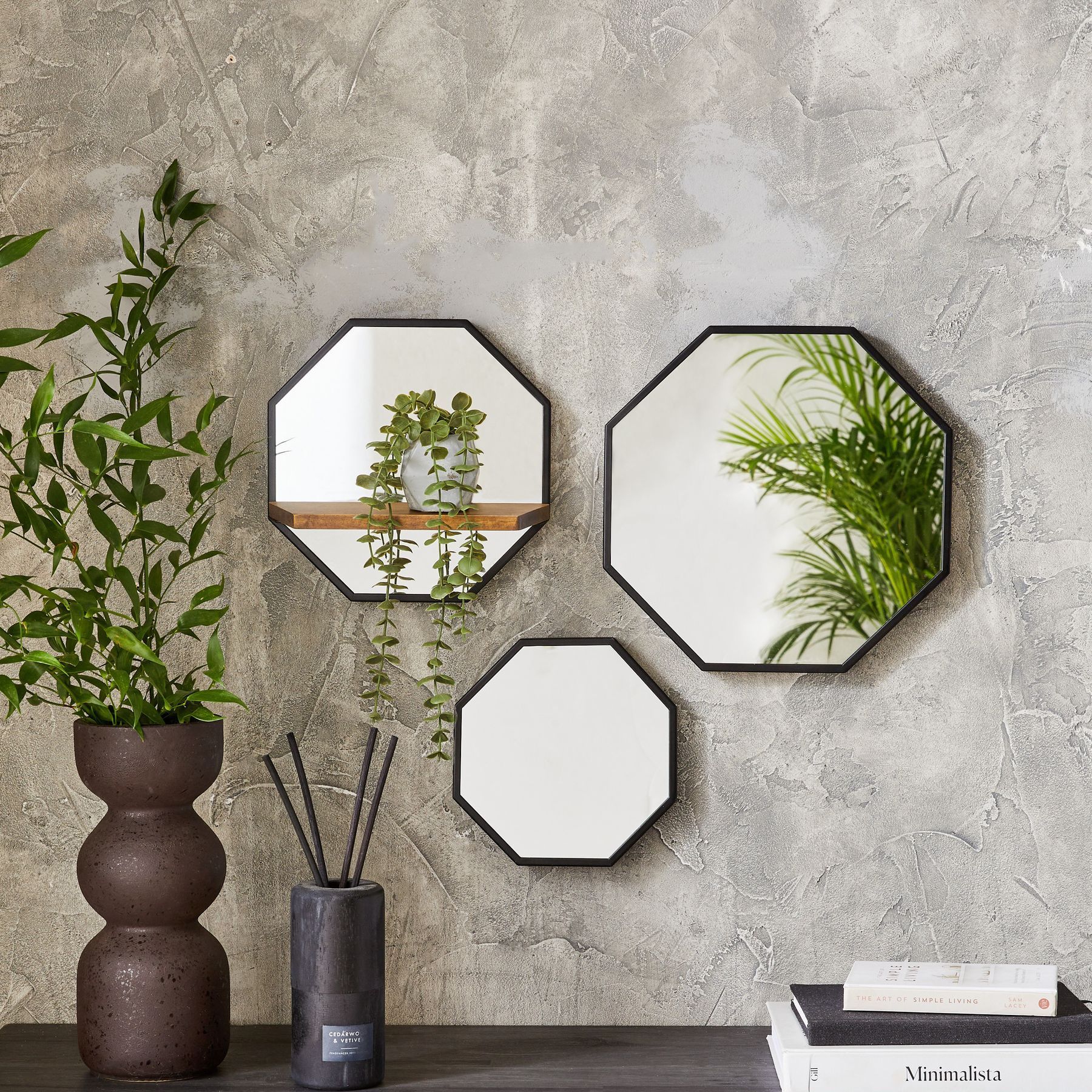 Black Set of 3 Bronx Wall Mirrors