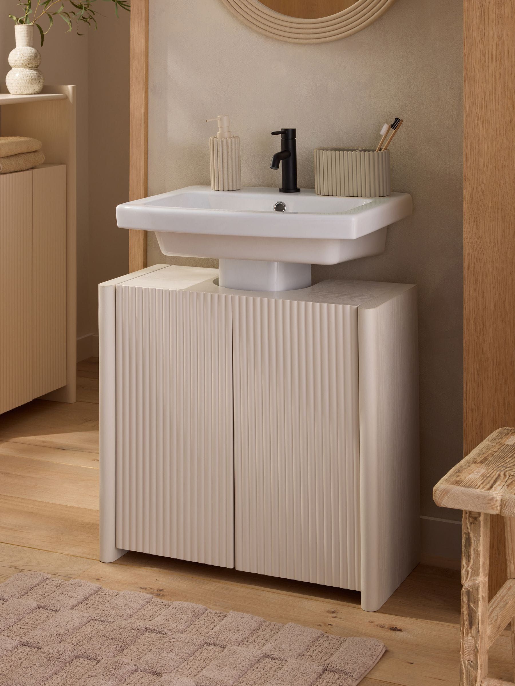 Natural Rib Under Sink Storage Cabinet
