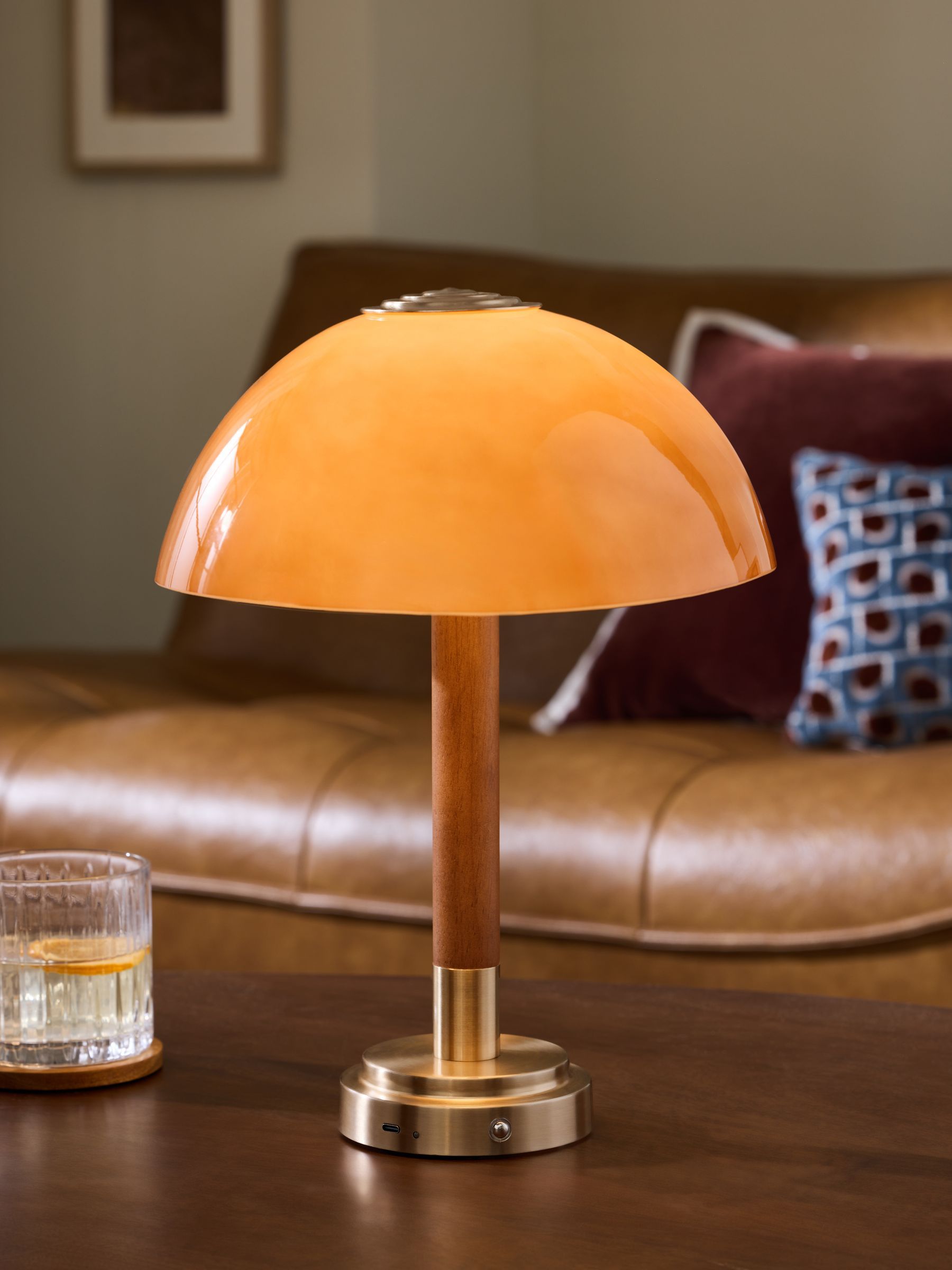 Dark Natural Chatham Rechargeable Wireless Table Lamp - Size One