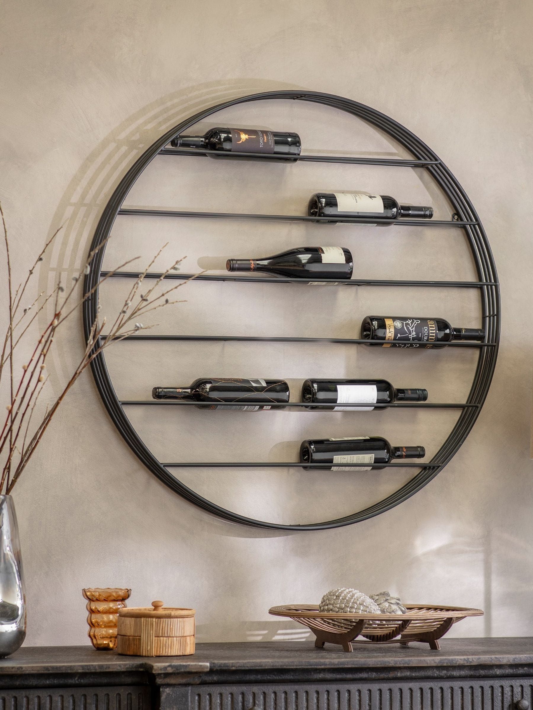One.world Black Portland 12 Bottle Wall Wine Rack