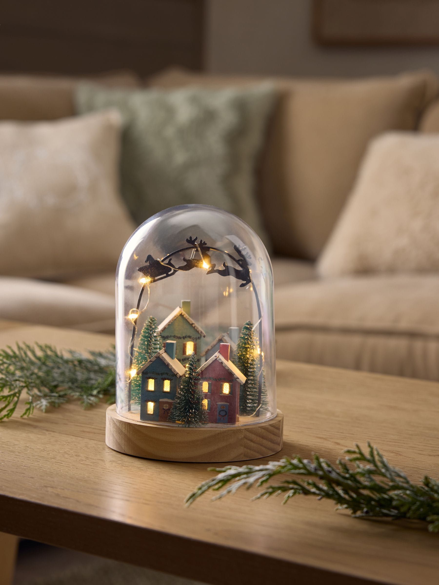 Multi Light Up House Scene Christmas Ornament - Size One