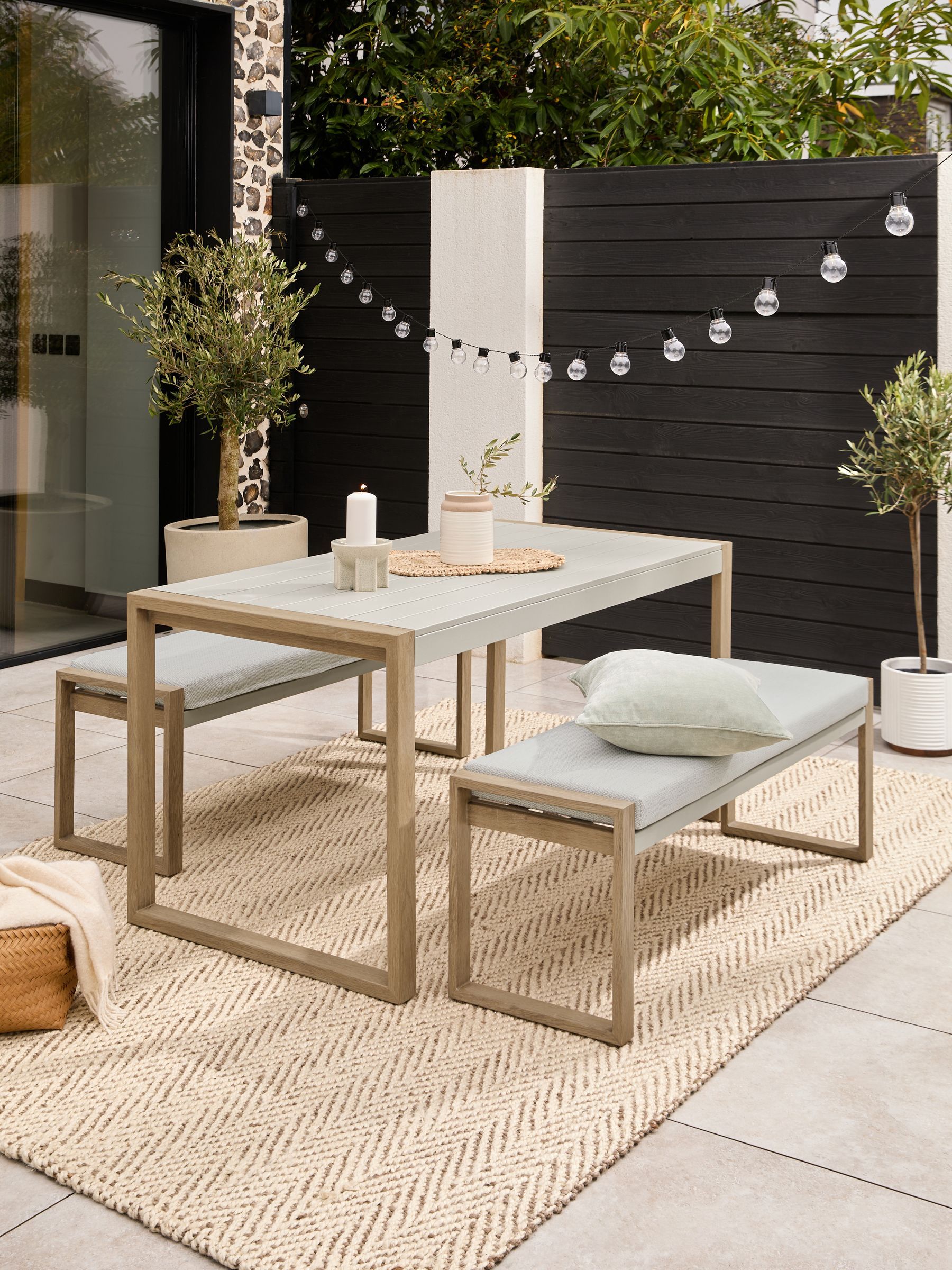 Natural Adelaide 4 Seater Dining Table and Bench Set