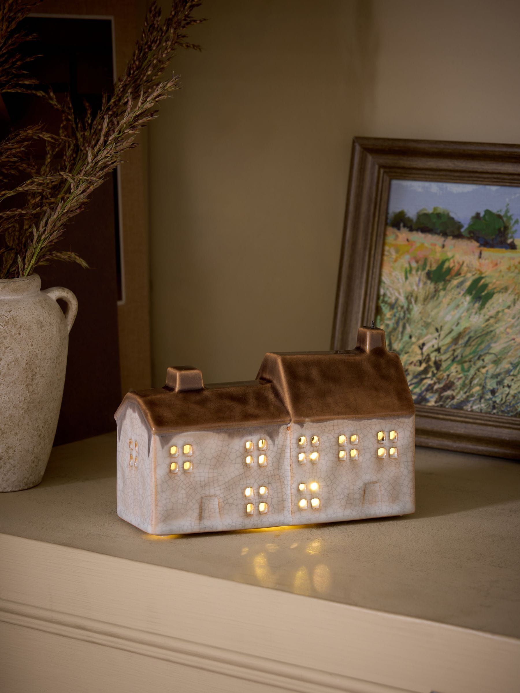 Natural Autumn Light Up Ceramic House - Size One