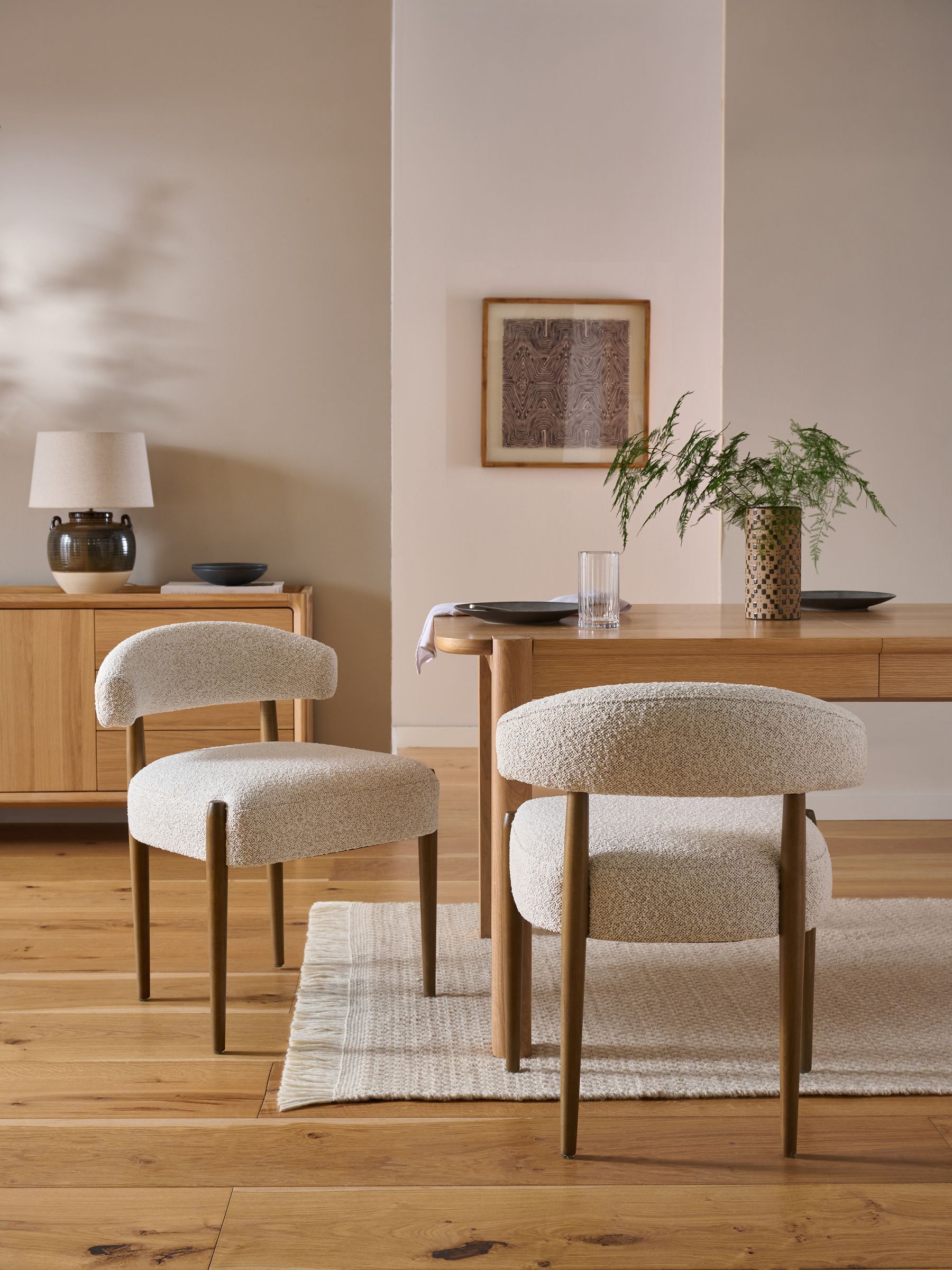 Set of 2 Light Natural Dark Wood Leg Non Arm Aire Dining Chairs