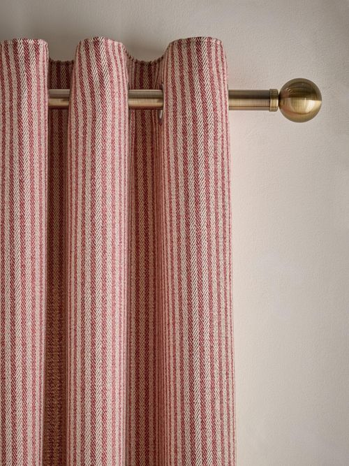 Pink Brushed Stripe Lined Eyelet Curtains -