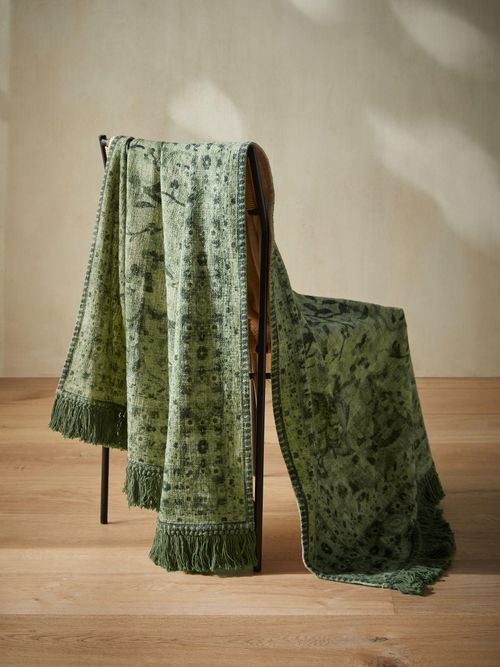French Connection Green Kabir Printed Throw 