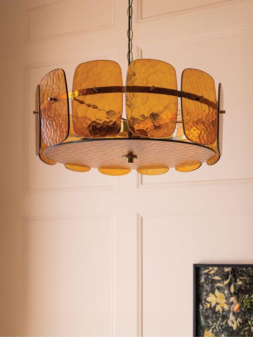 Rockett St George Amber Orange Retro Glow Glass Chandelier 