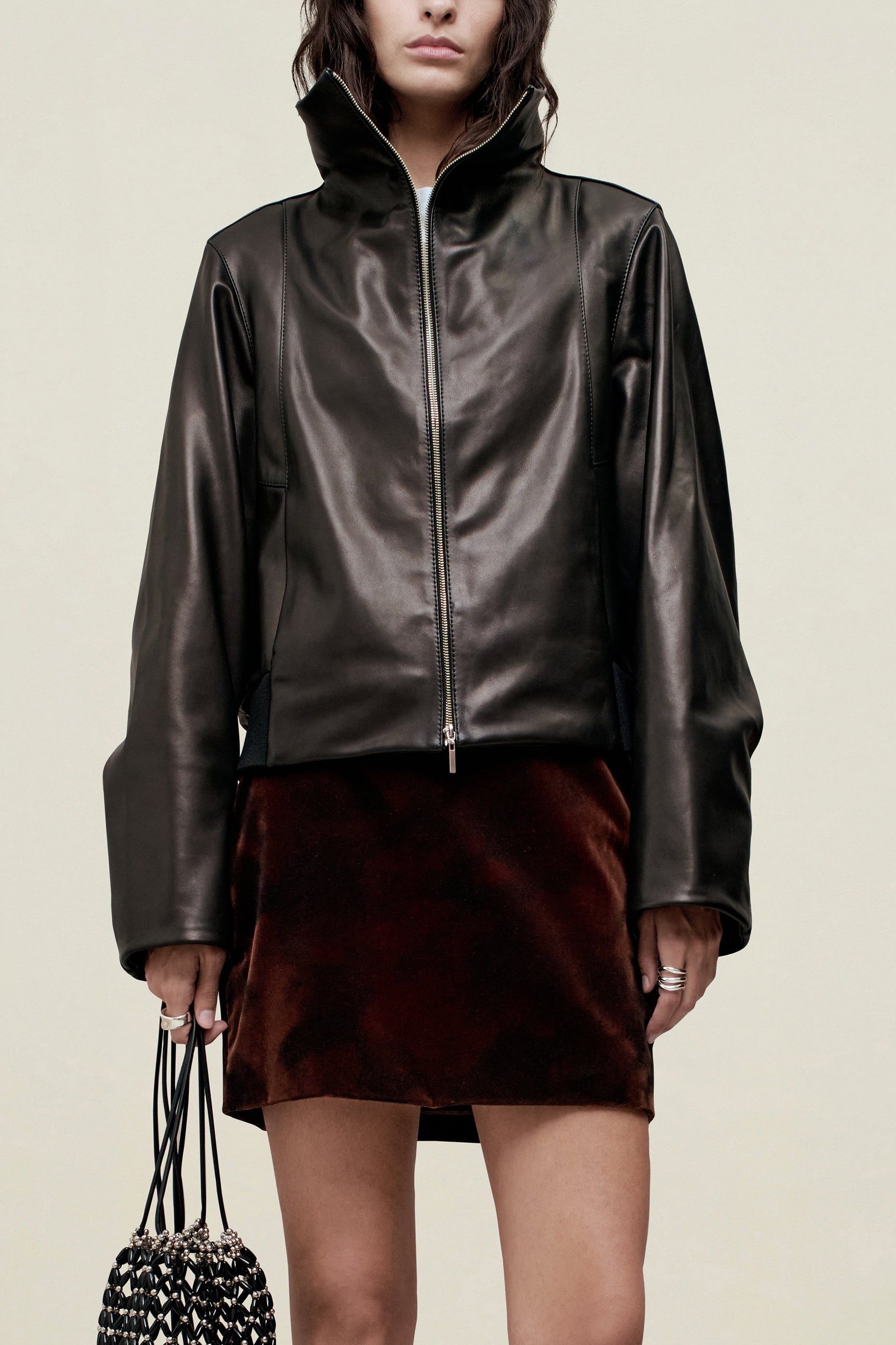 Liam Leather Bomber in Lambskin