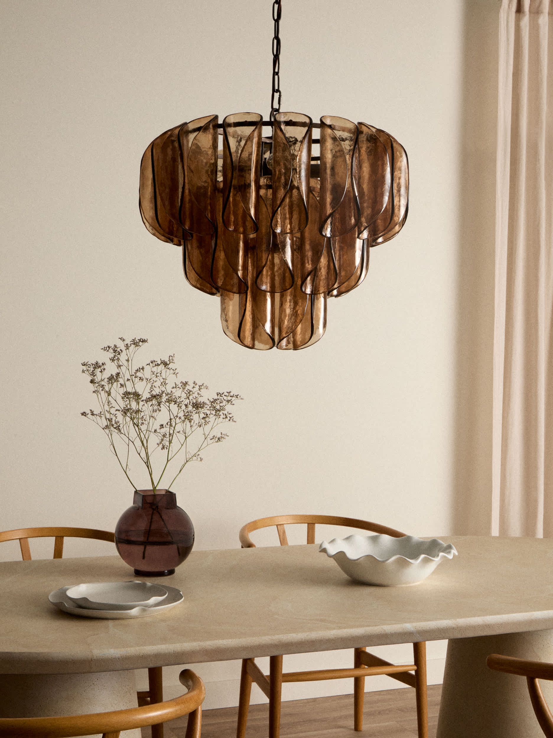 3-Tier Curved Glass Pendant Light