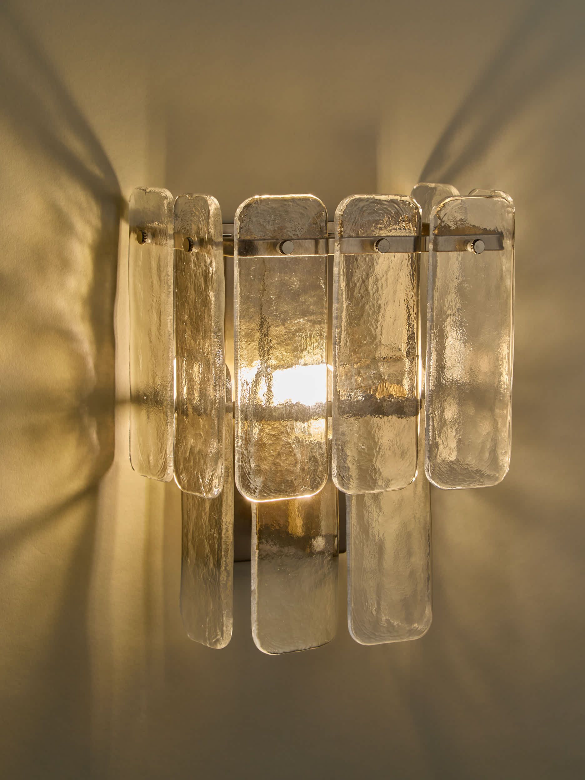 Glass 2 Tier Square Wall Light