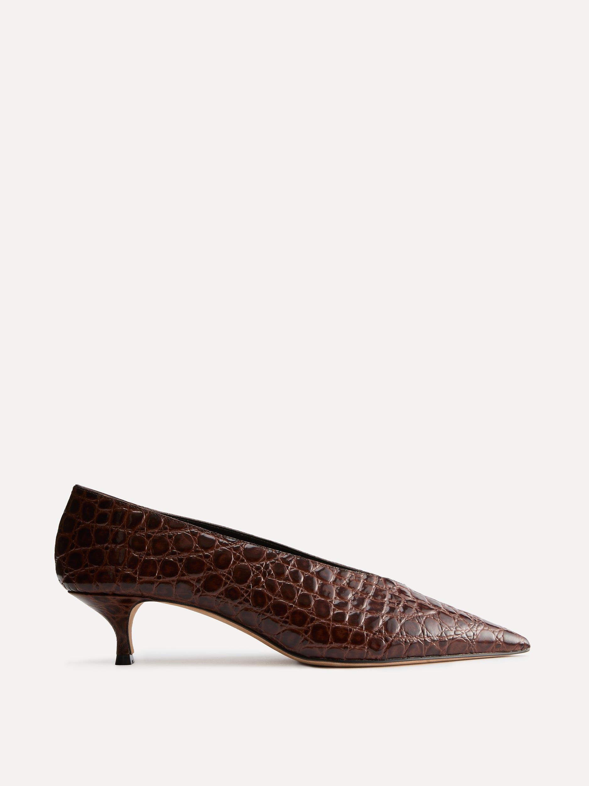 Babouche Kitten / Castagna Leather Croc Effect