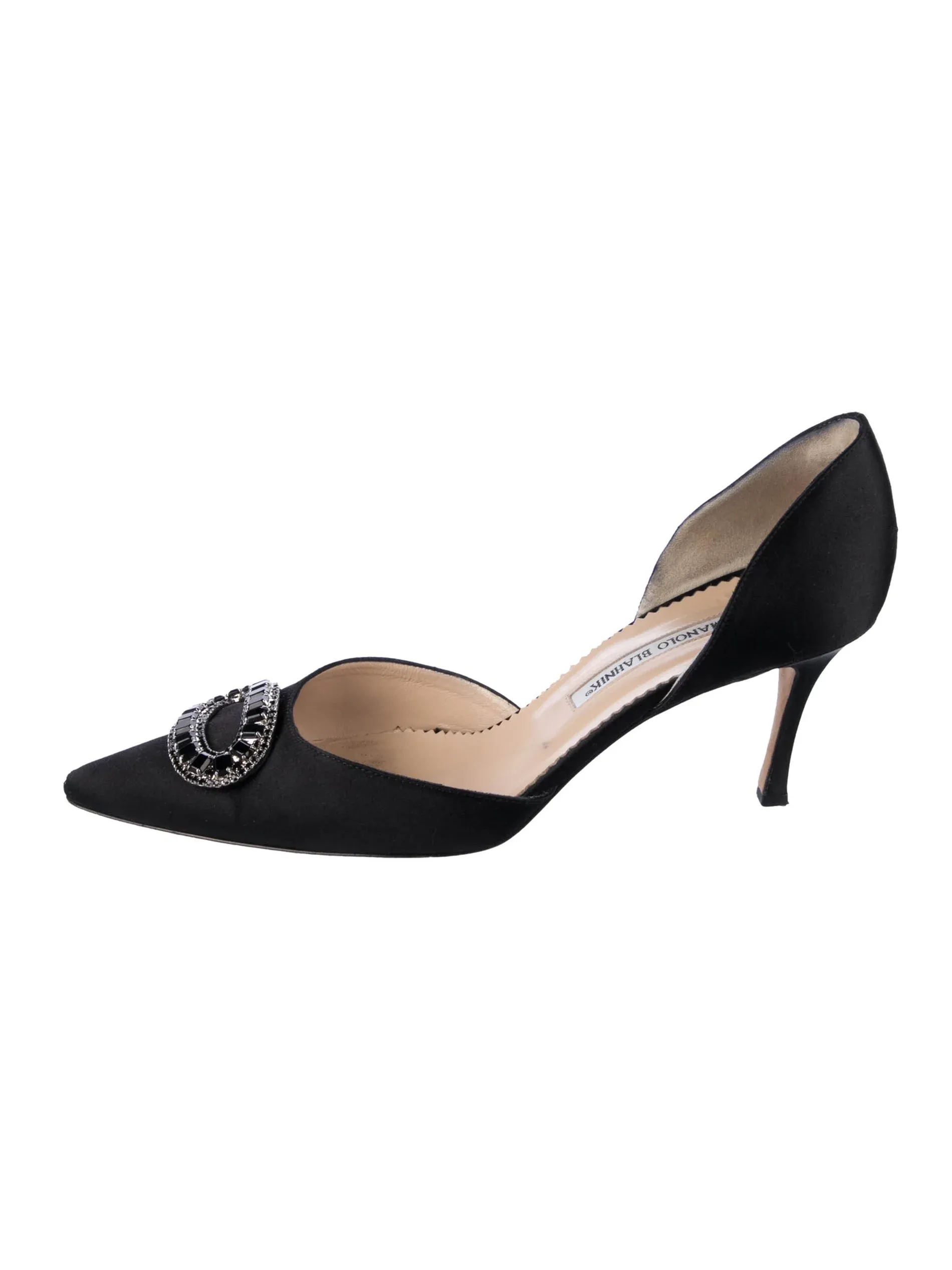 Manolo Blahnik, Satin Crystal Embellishments D'Orsay Pumps