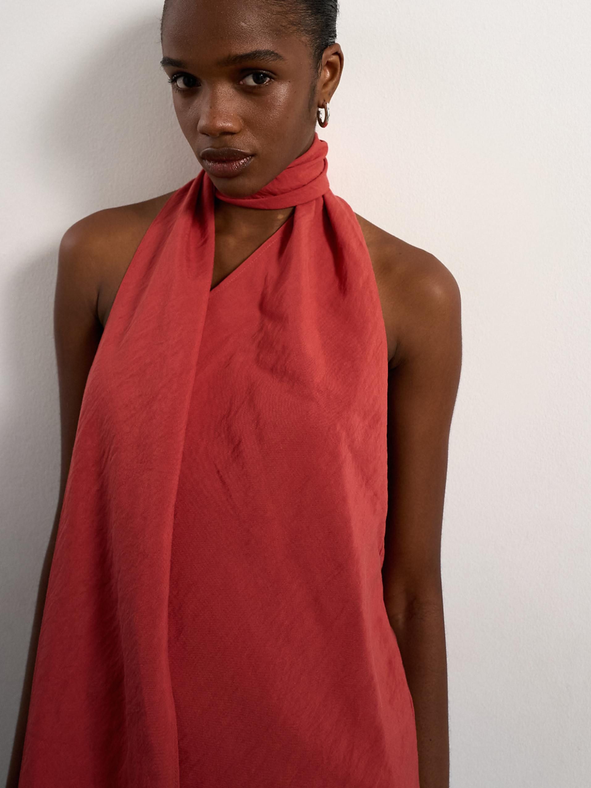 Topshop Halter Scarf Detail Top in Rust