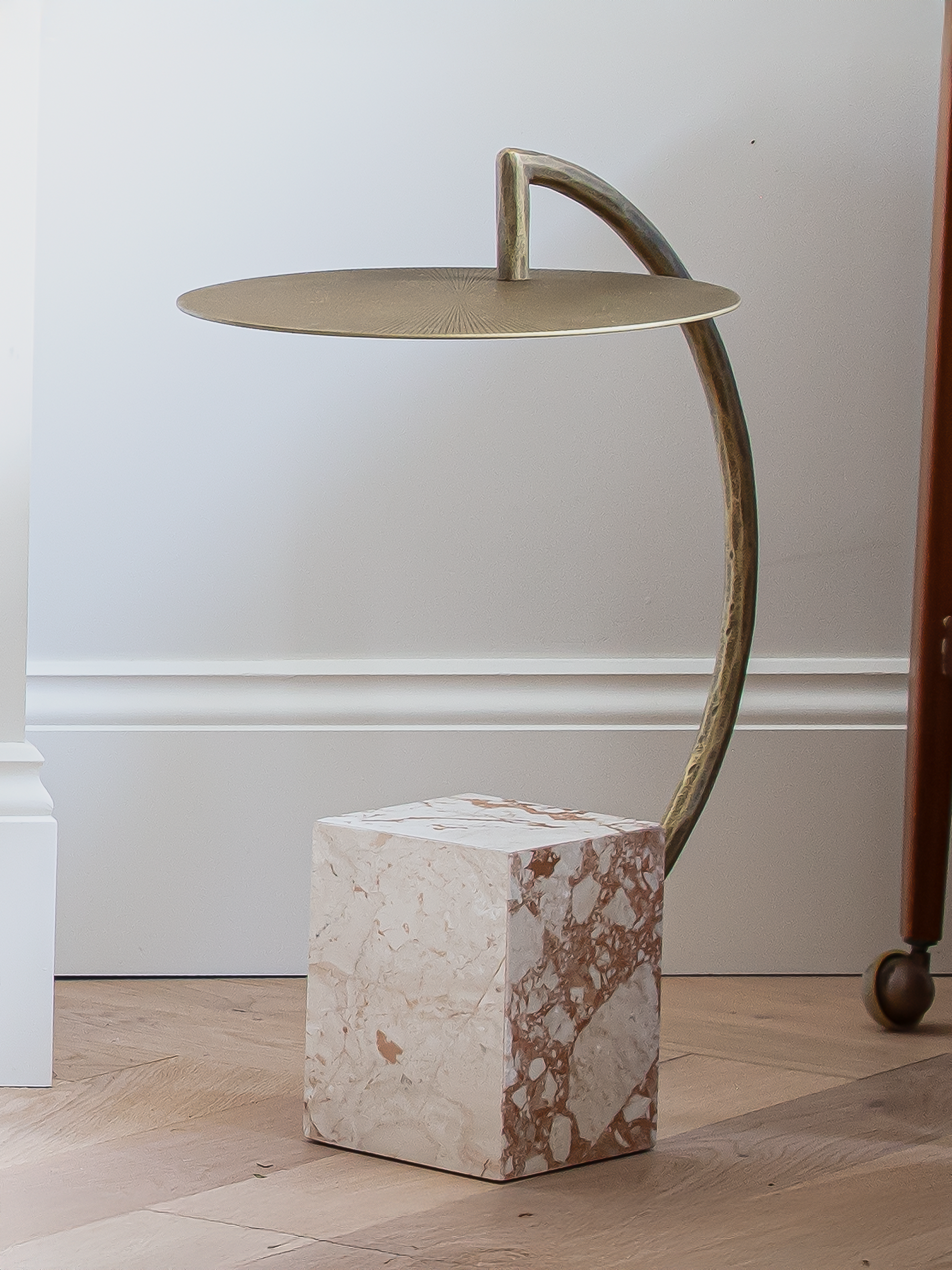 Ambrose Marble-Iron Side Table - Cream