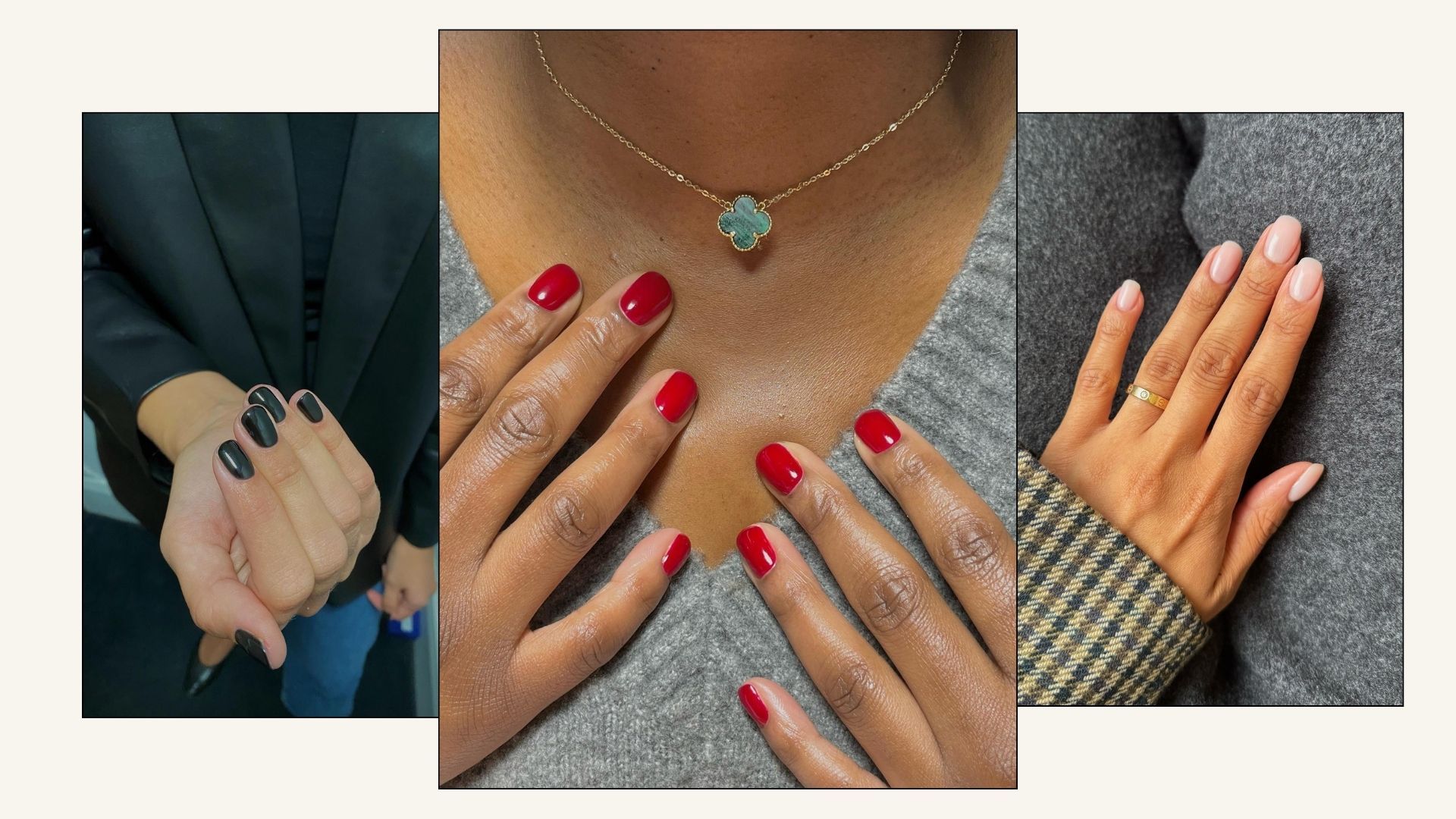 Red Nails with a Vintage Minimalist Vibe