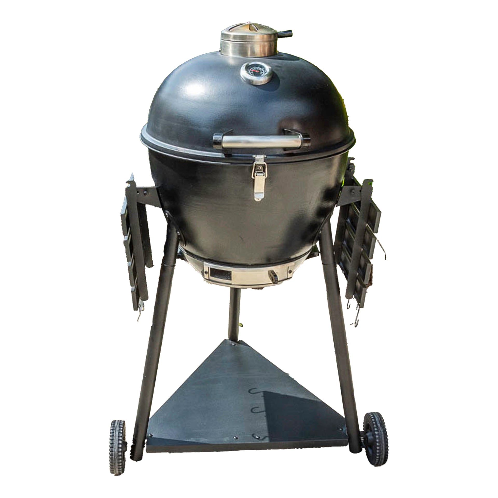 Barbequick 21" Steel Kamado Charcoal Grill | Double&amp;#8209;walled Bbq - Black