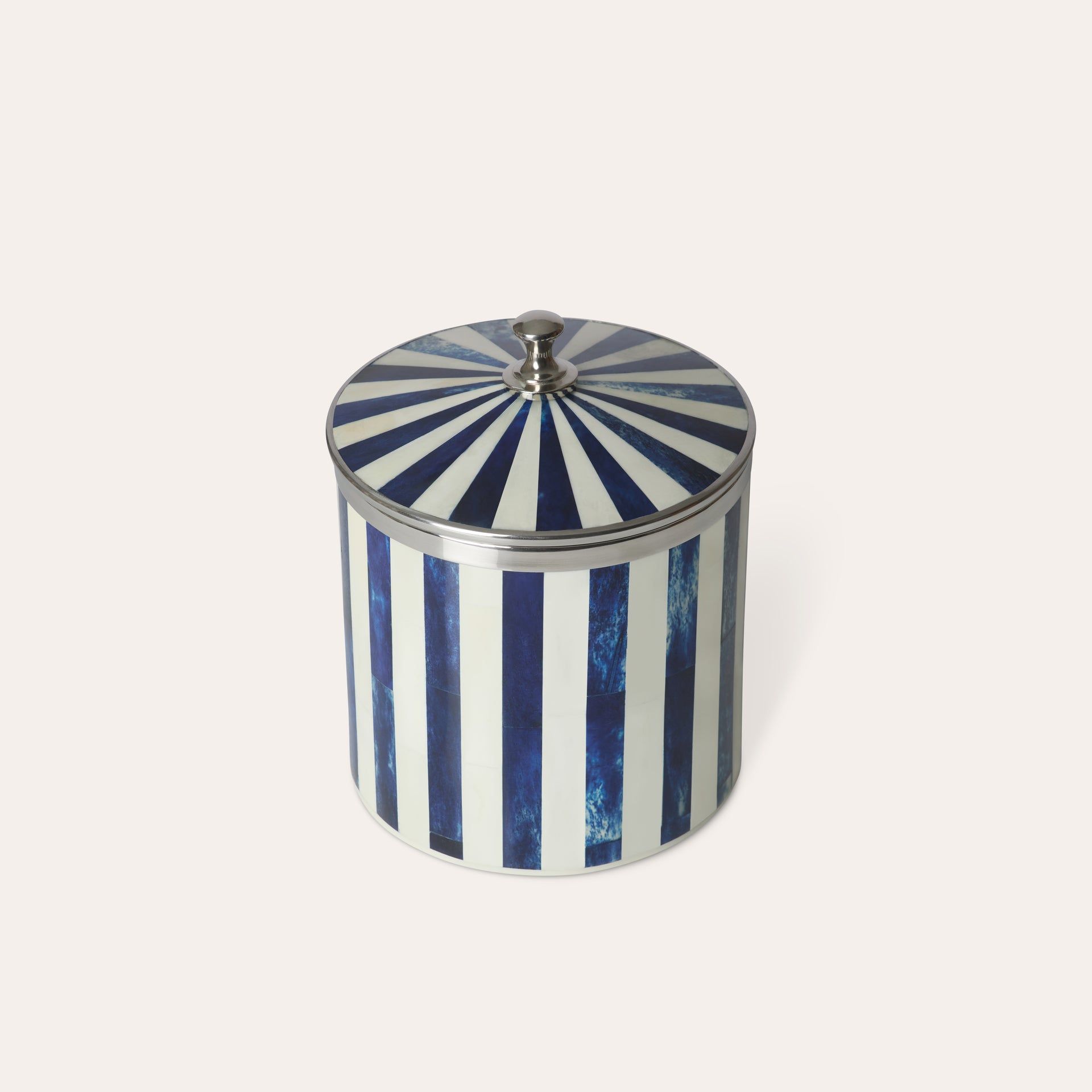 Bone Inlay Ice Bucket | Blue &amp;amp; White | Striped