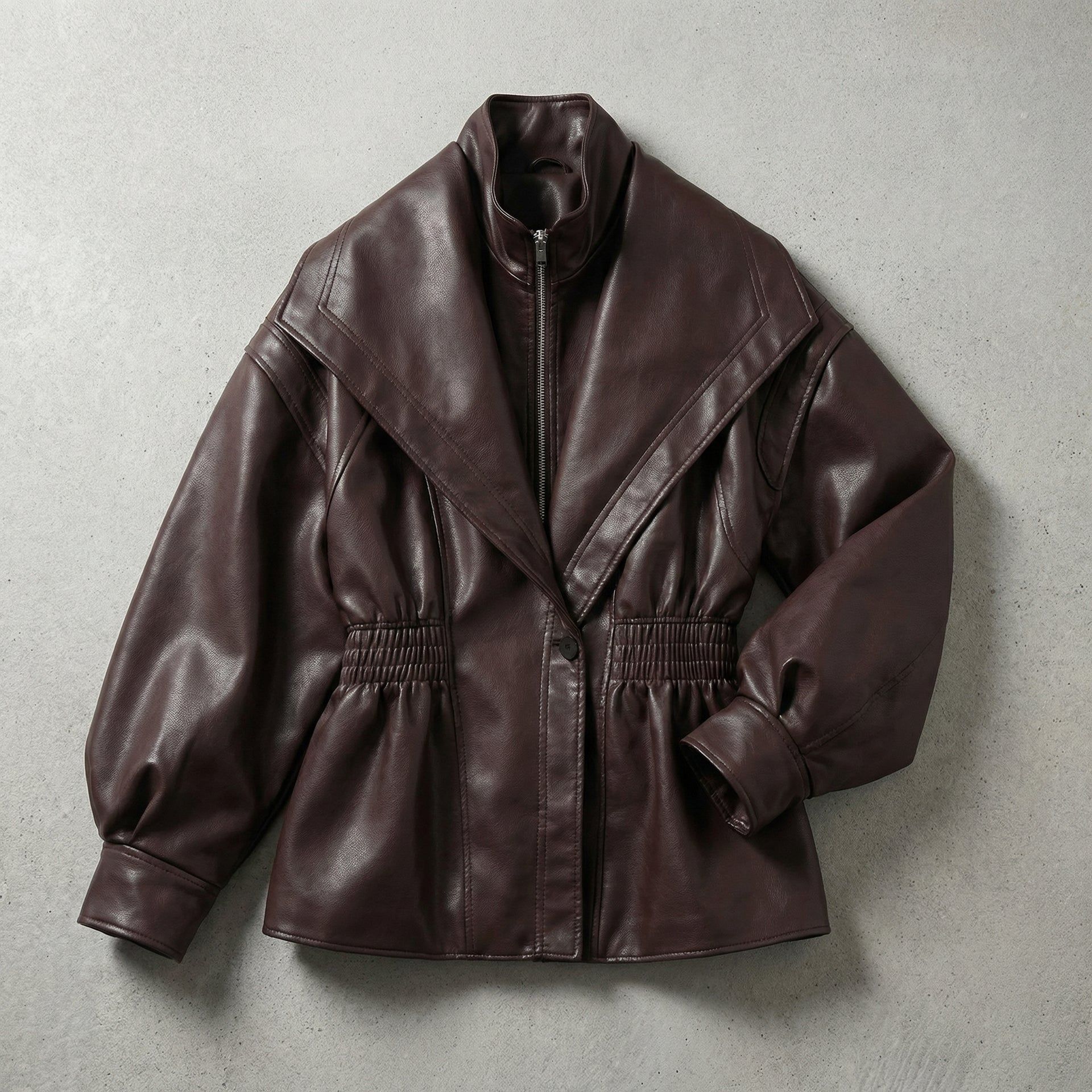 Valencia Supple Leather Biker - Burgundy / Xs