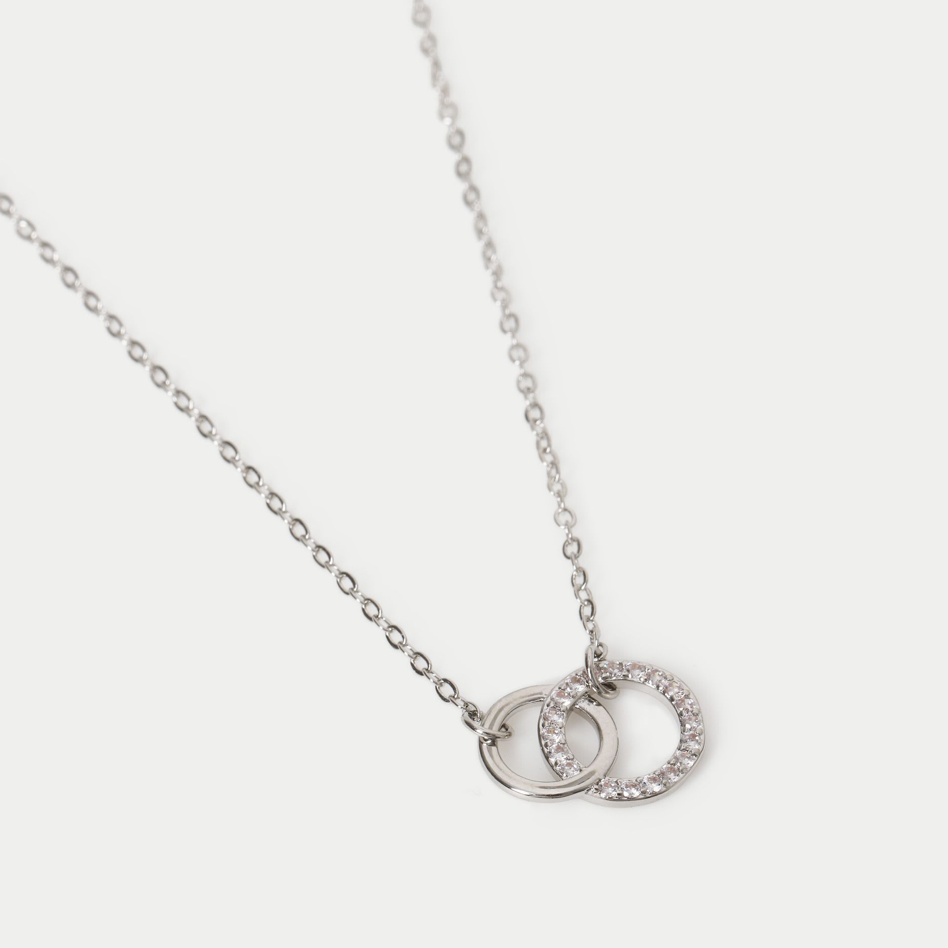 Platinum Plated Twin Circle Necklace