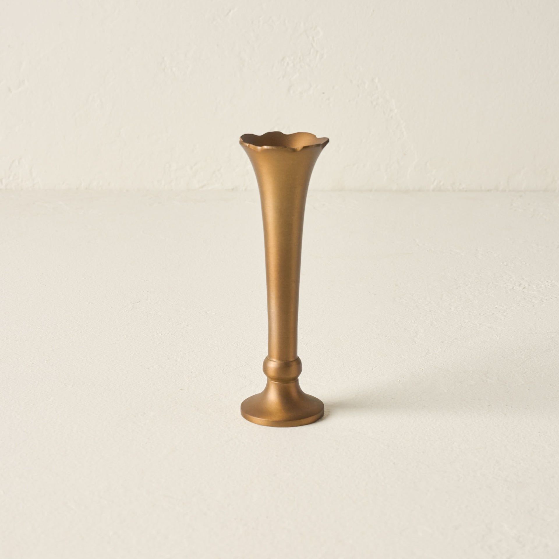Flannery Scalloped Brass Bud Vase - Short