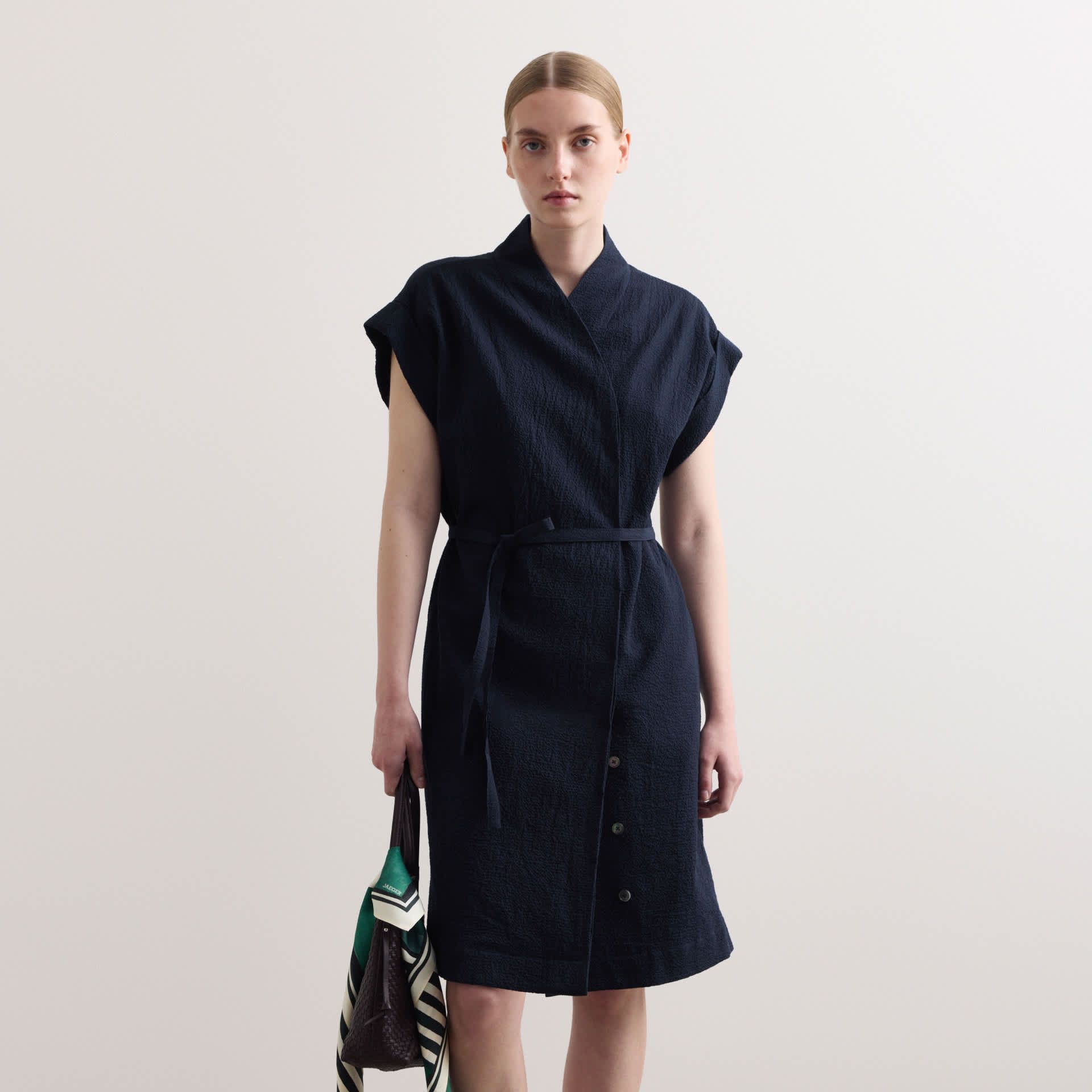 Cotton Rich Knee Length Wrap Dress
