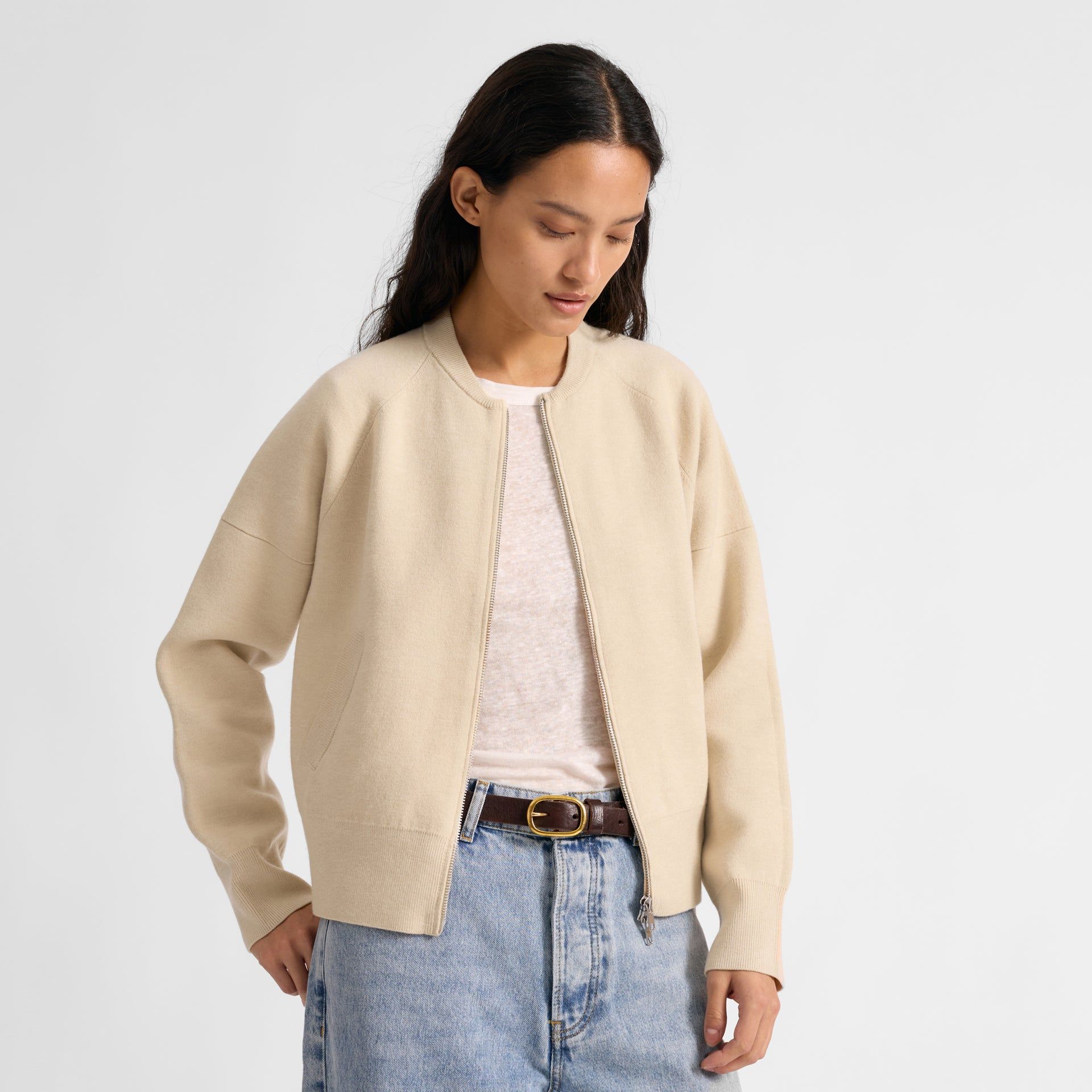 Cream Knitted Bomber - 8