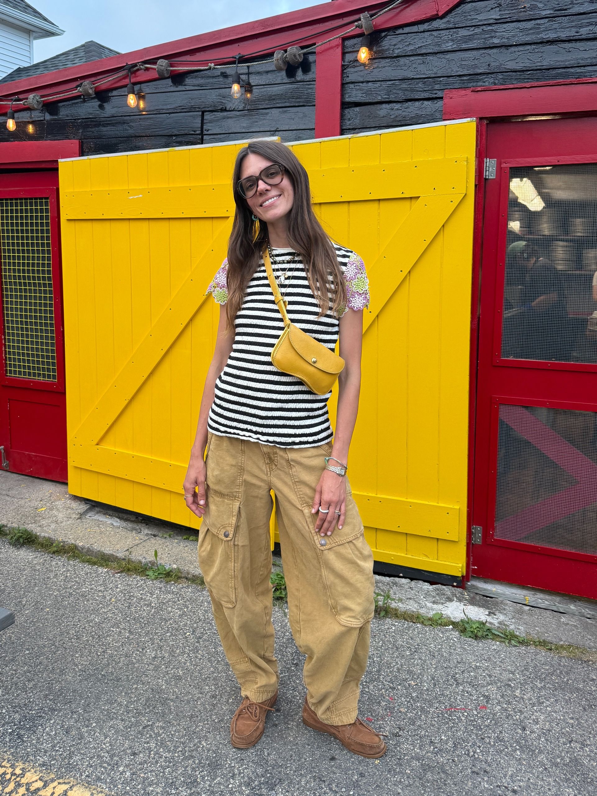 Julia Gall styles stripes with cargo pants