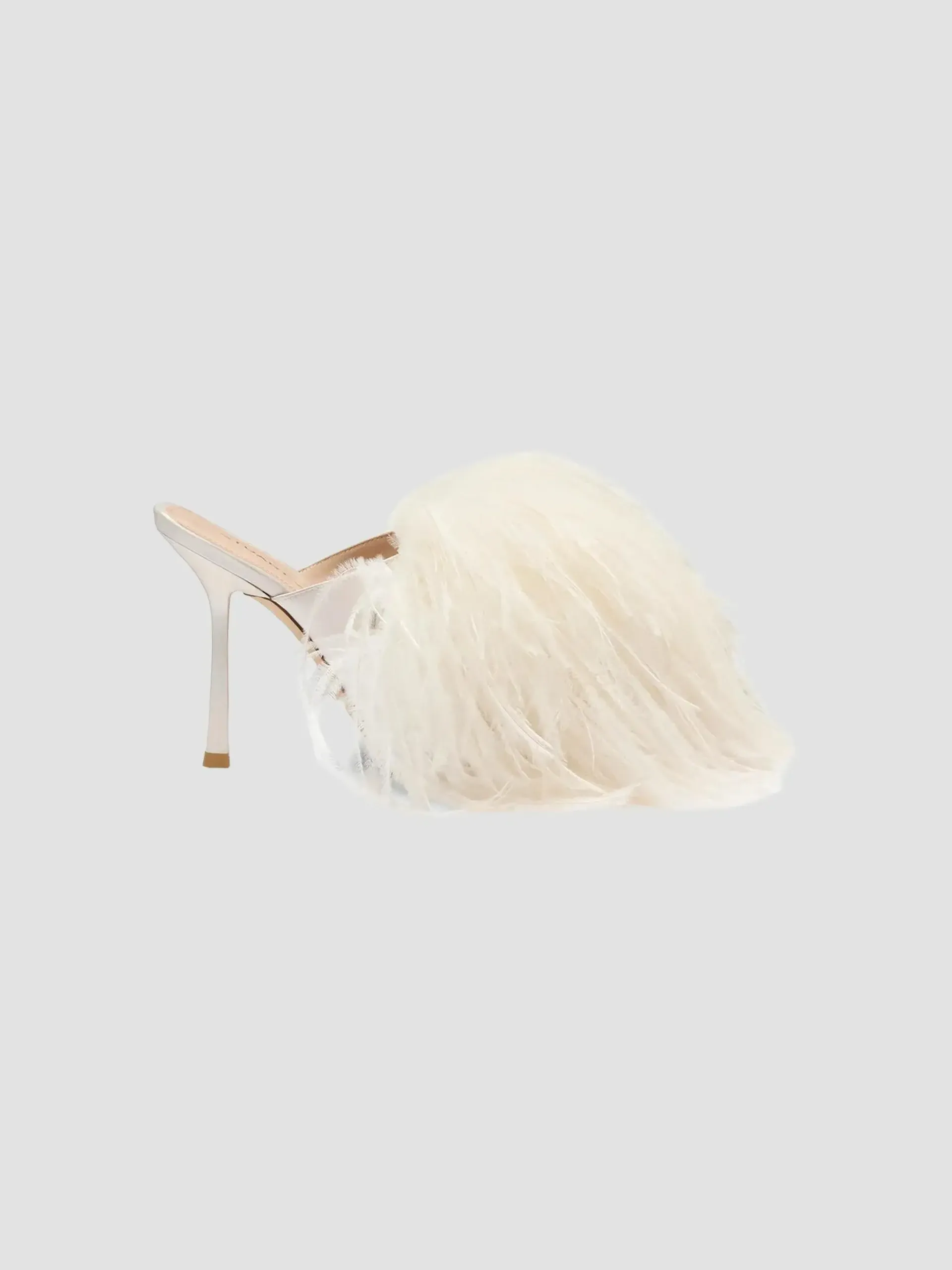 Boa Feather &amp;amp; Satin Slide Sandals