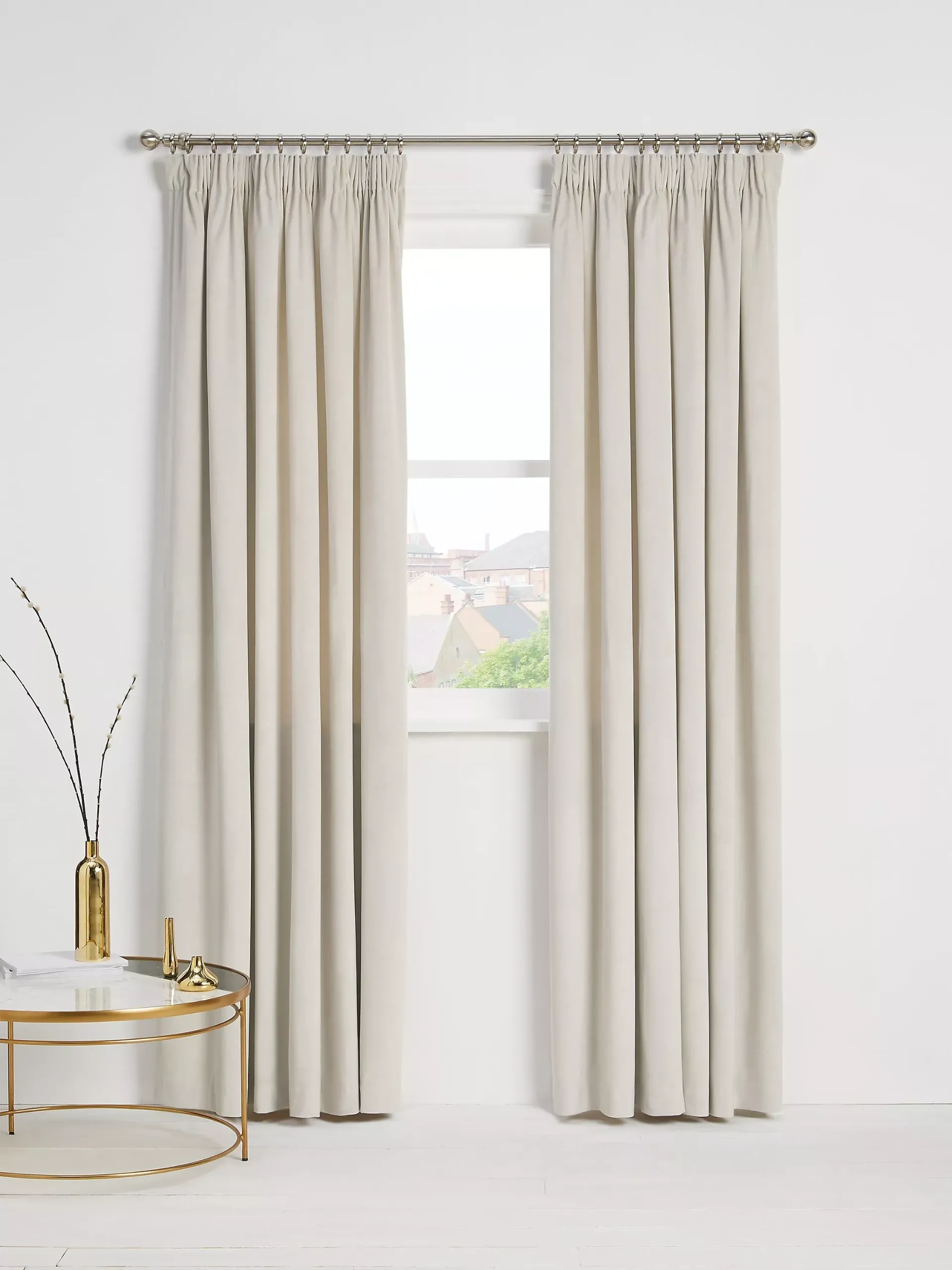 John Lewis Velvet Pair Lined Pencil Pleat Curtains, Avocado