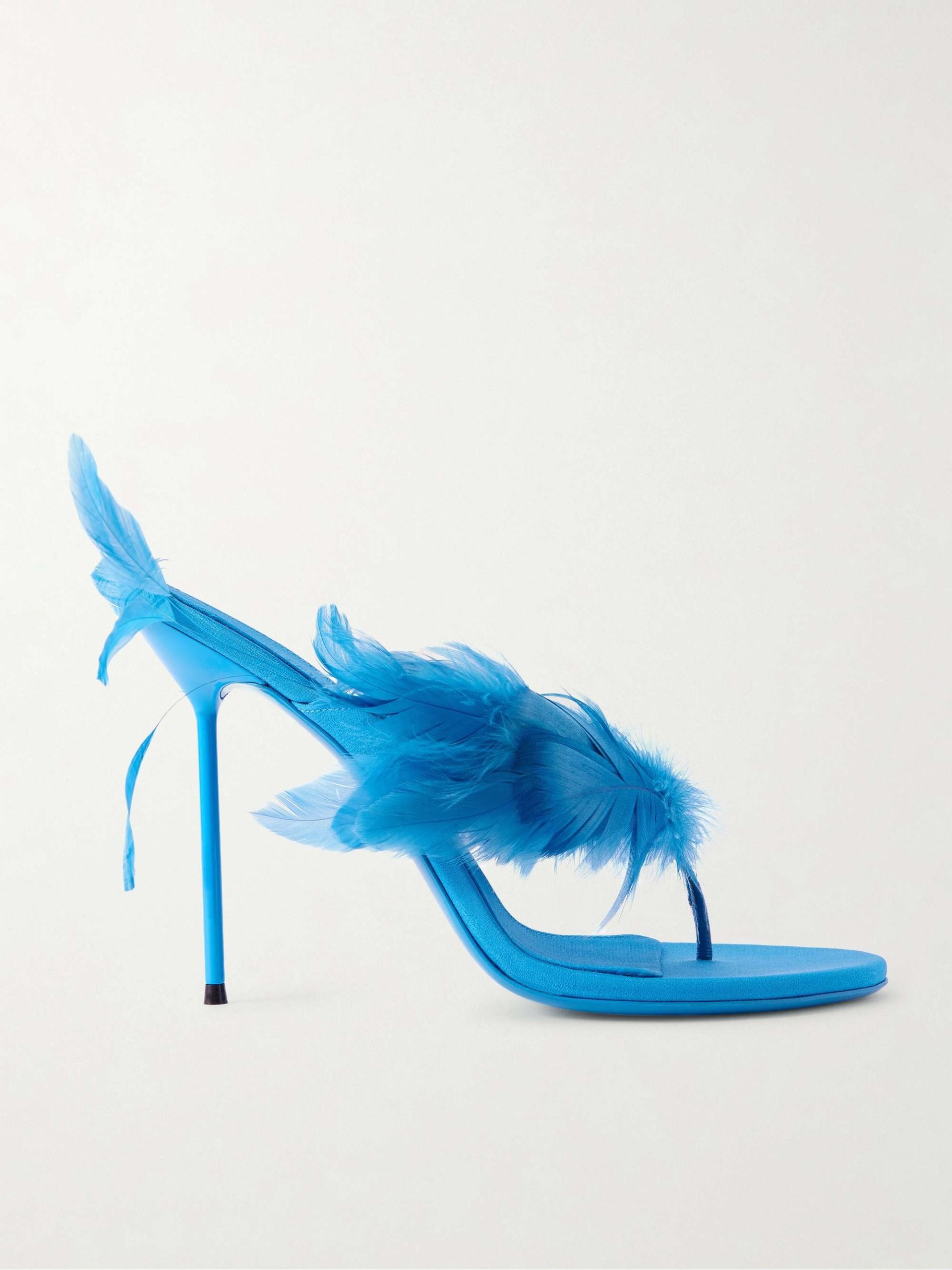 Lidia 105 Feather-Trimmed Satin Mules