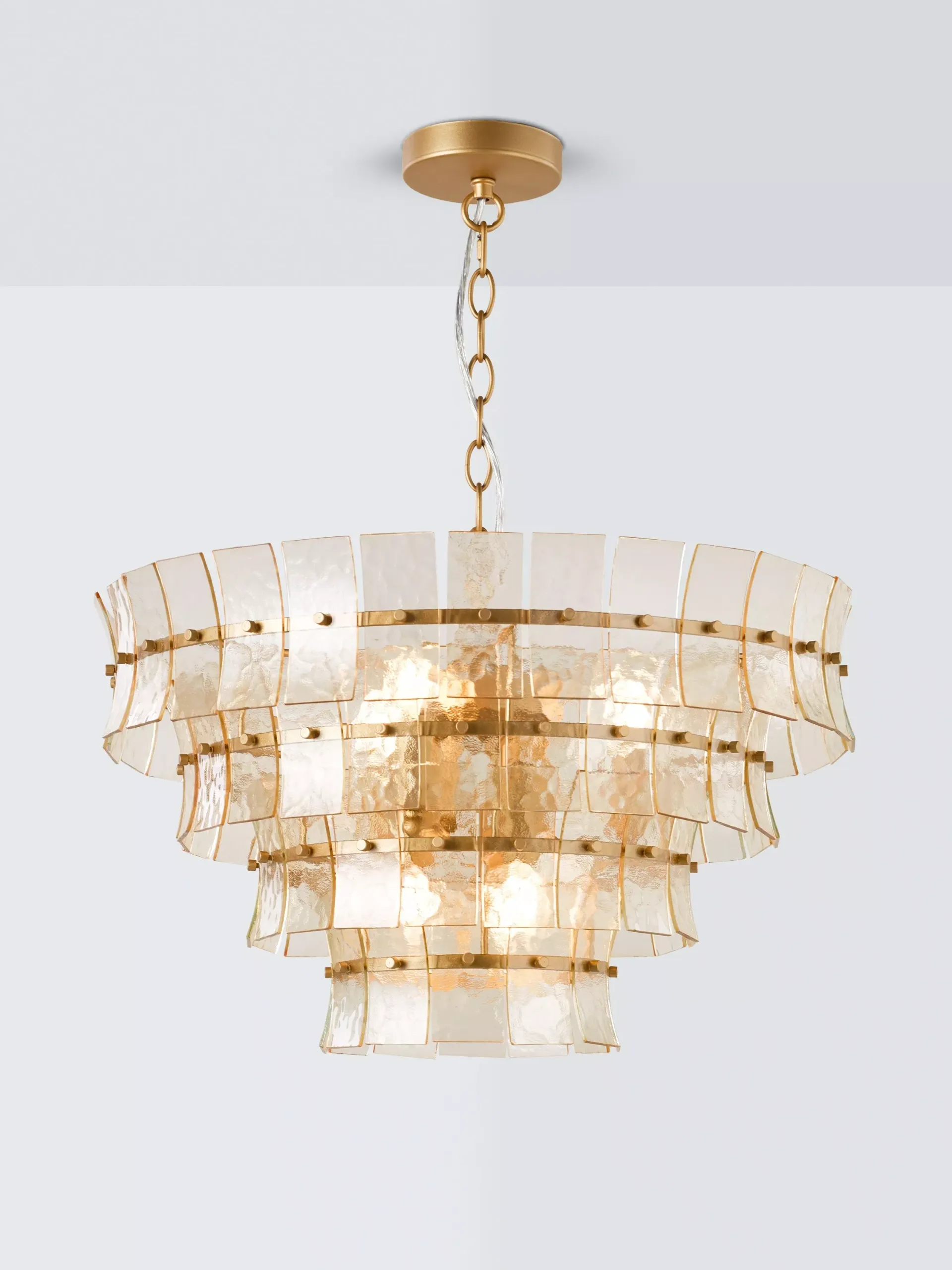 John Lewis Featherstan Glass Large Pendant Ceiling Light, Champagne