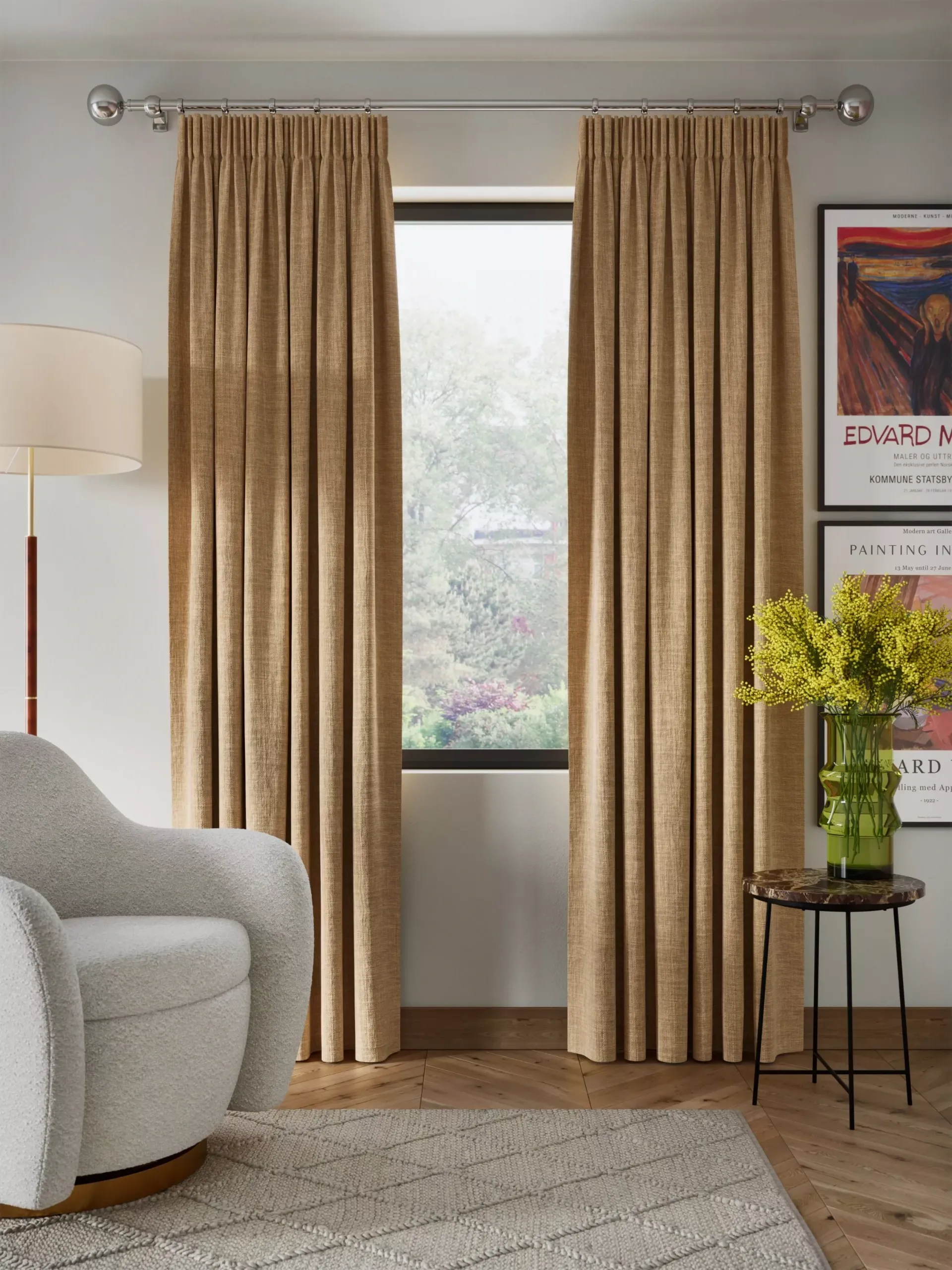 John Lewis Textured Weave Pair Blackout Lined Pencil Pleat Curtains, Loch Blue