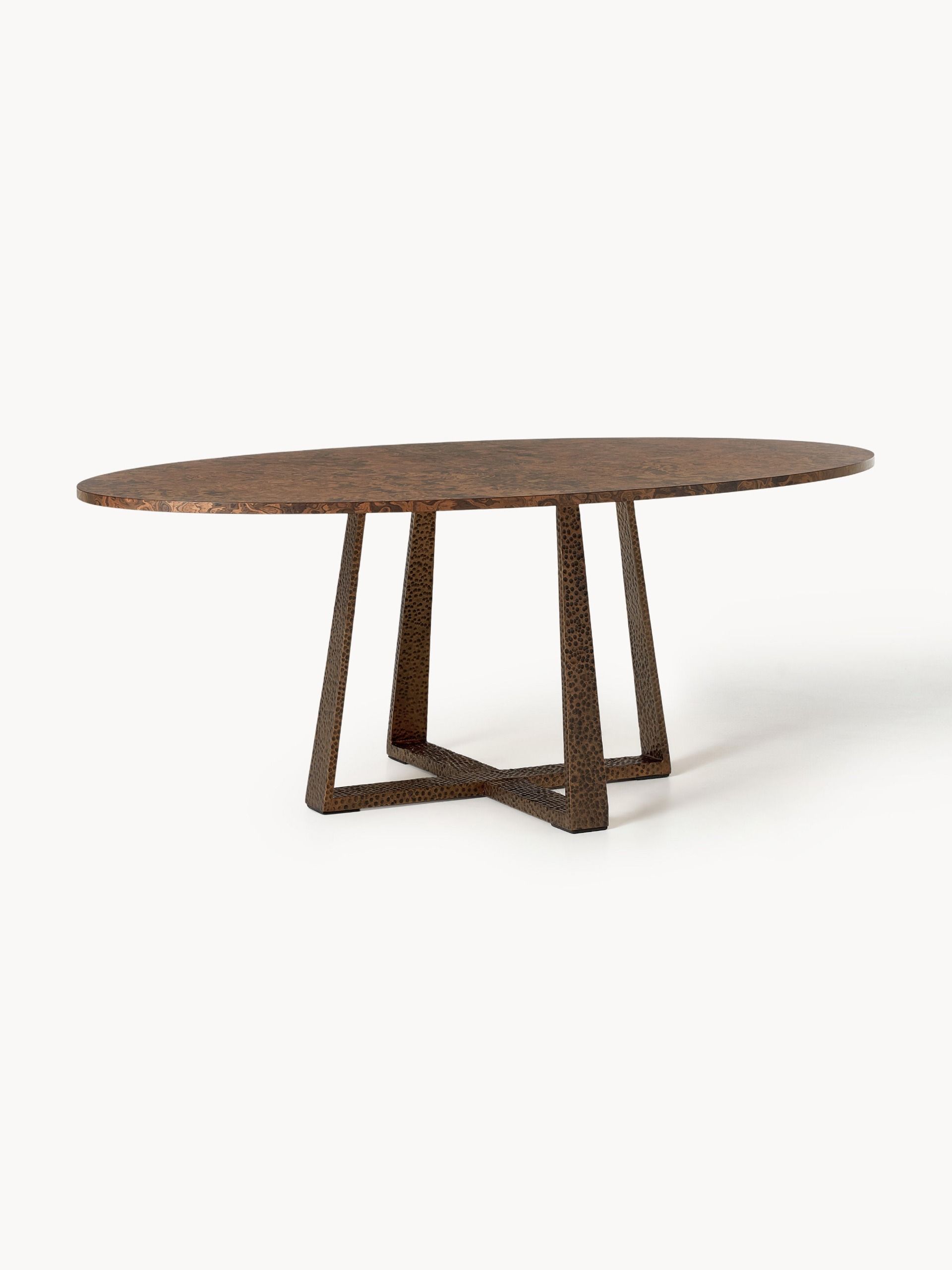 Oval Dining Table Amella, in Various Sizes &amp;ndash; W 200 X D 100 Cm &amp;ndash; Marble Effect Dark Wood, Brown Tones