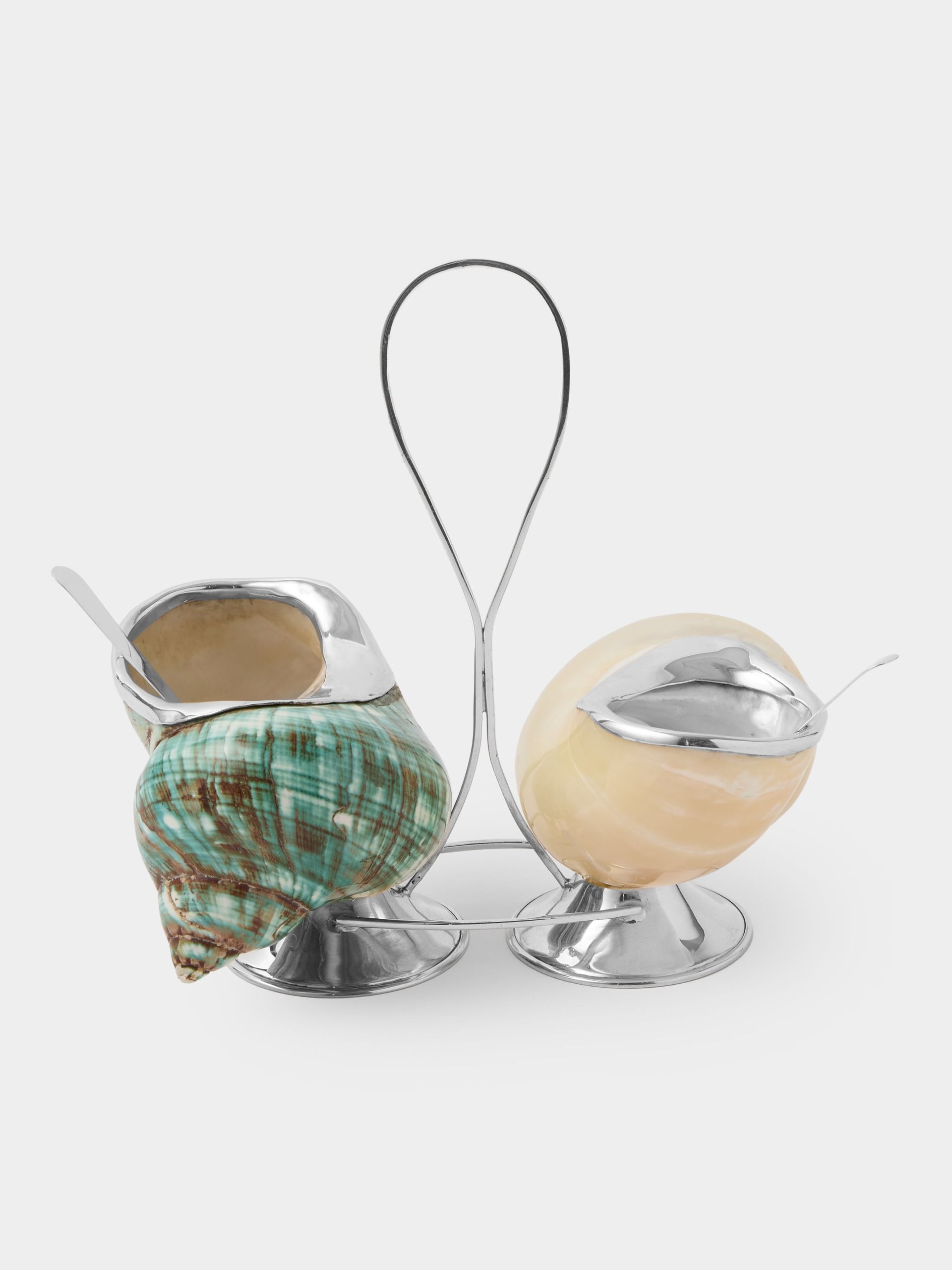 Sterling Silver and Shell Salt and Pepper Cellar