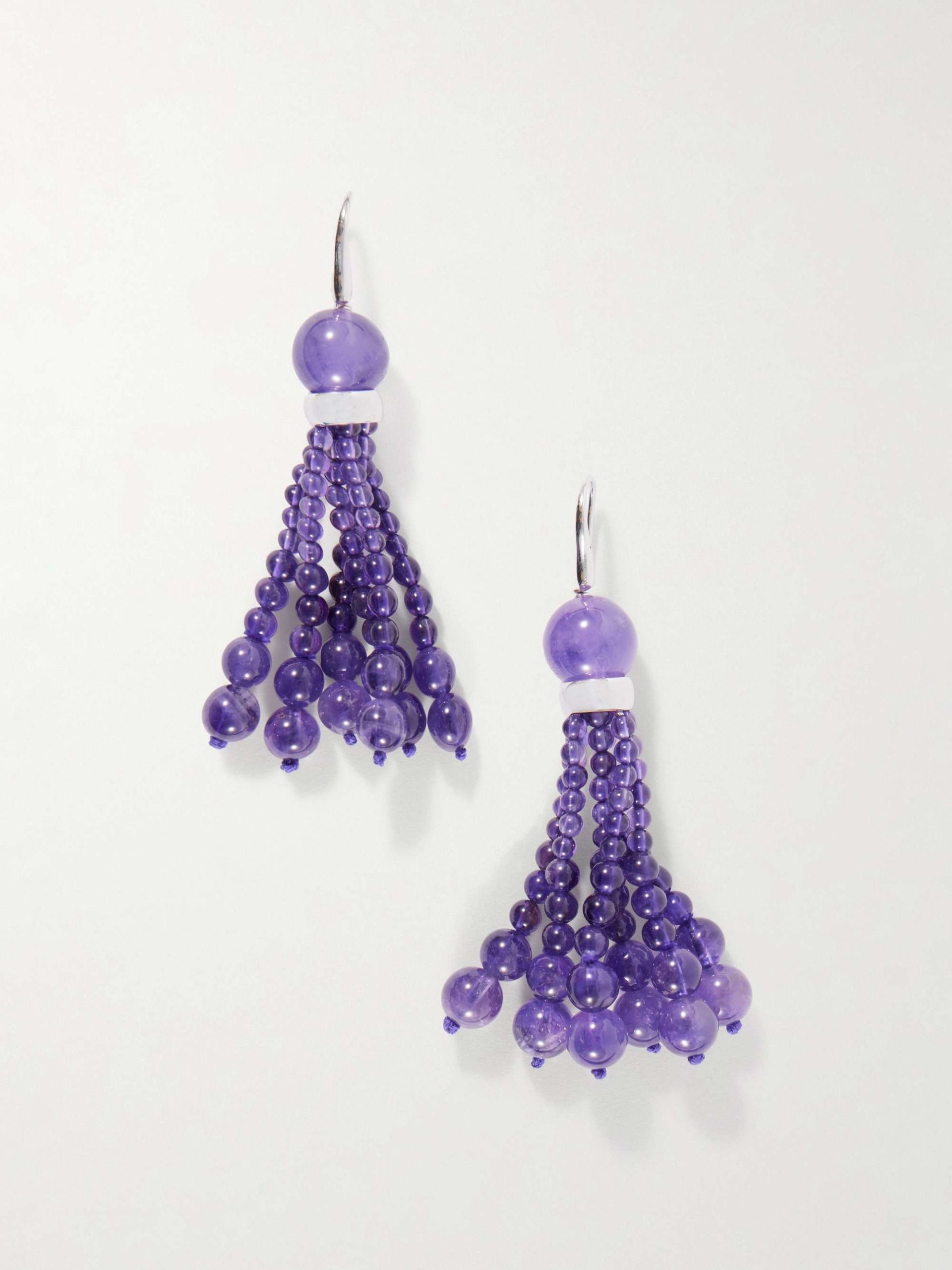 Venice Opera Tasseled Sterling Silver Amerthyst Earrings