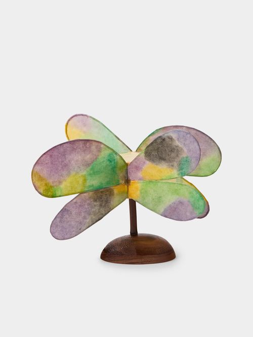 Night Hand-Painted Kozo Paper and Wood Table Lamp