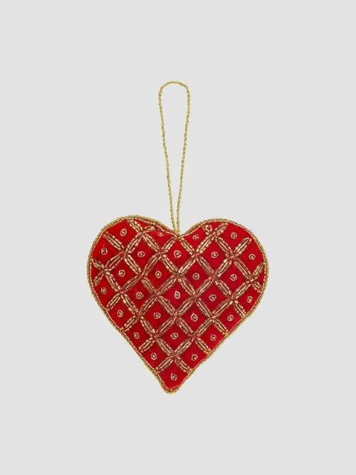 Holiday Beaded Heart Ornament